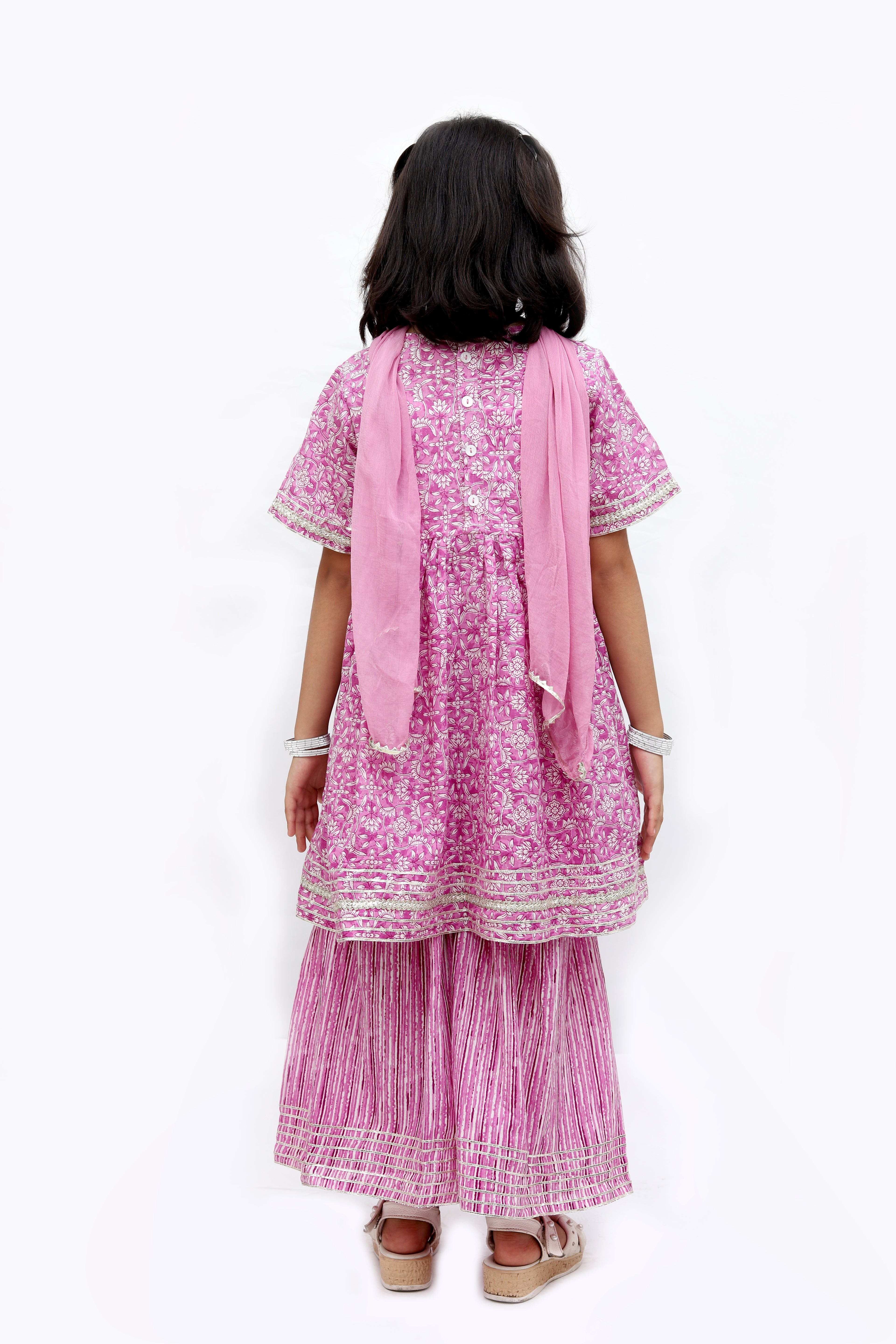 Purple Cotton Printed Sharara Set