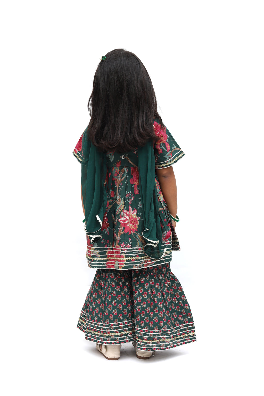 Green Cotton Floral Sharara Set