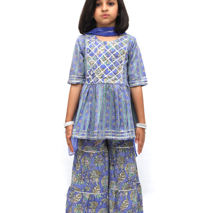 Lavender Cotton Printed Sharara Set