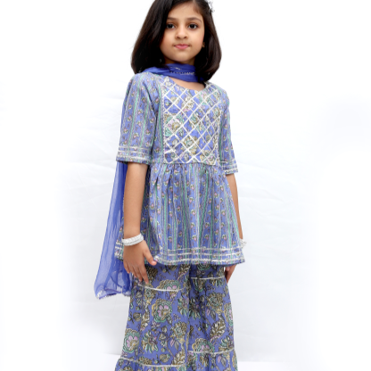 Lavender Cotton Printed Sharara Set