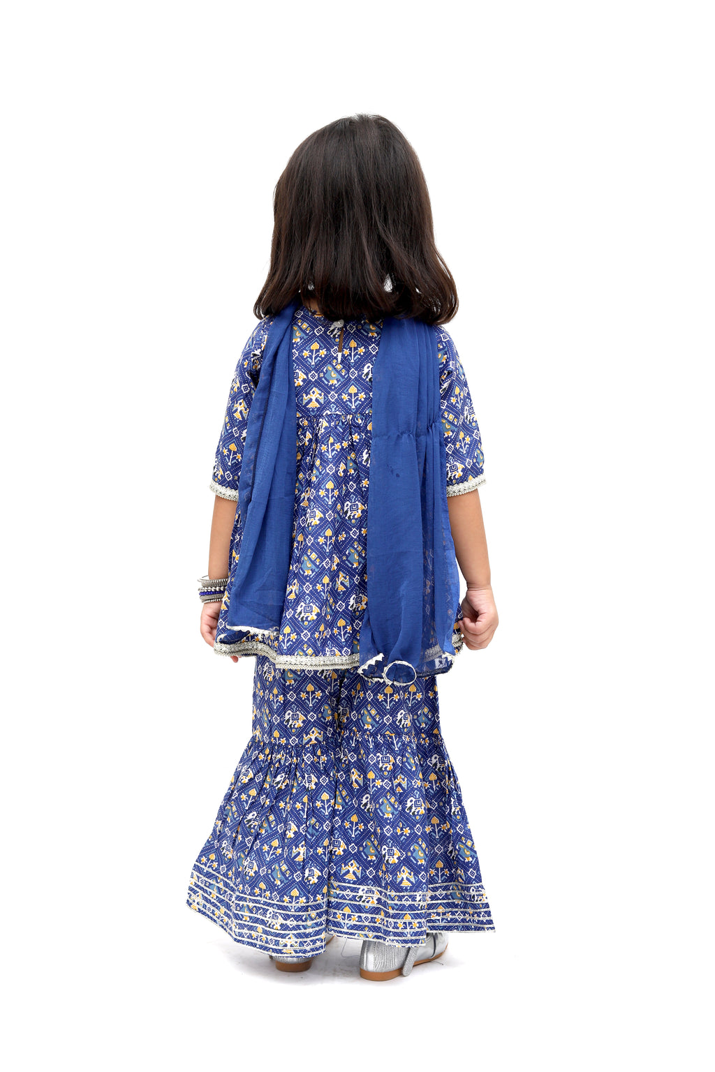 Blue Cotton Printed Sharara Set