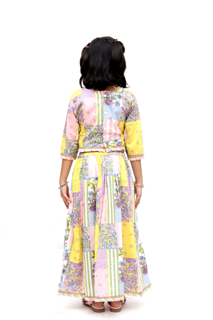 Yellow Patchwork Cotton Lehenga Set