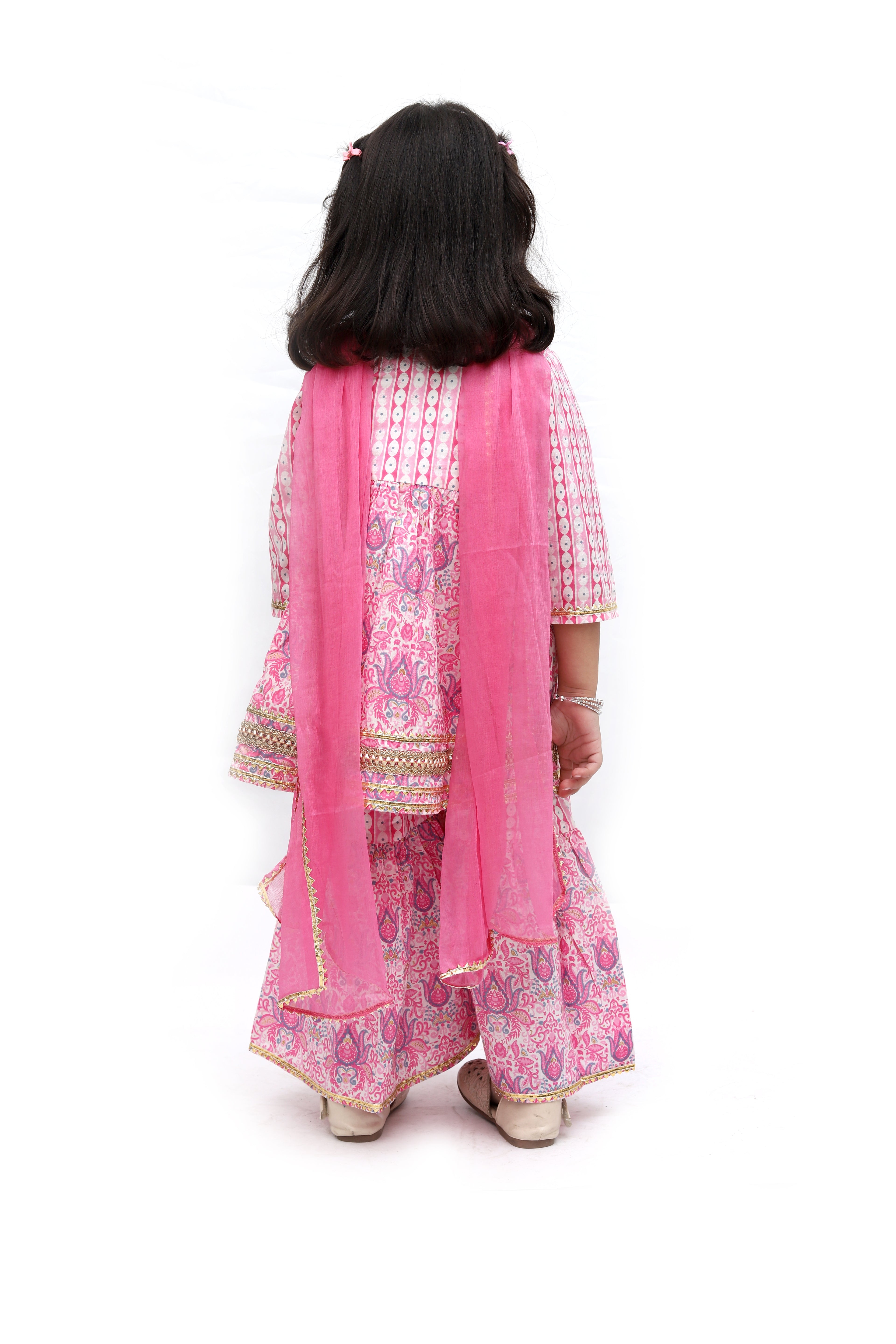 Pink Printed Cotton Sharara Set