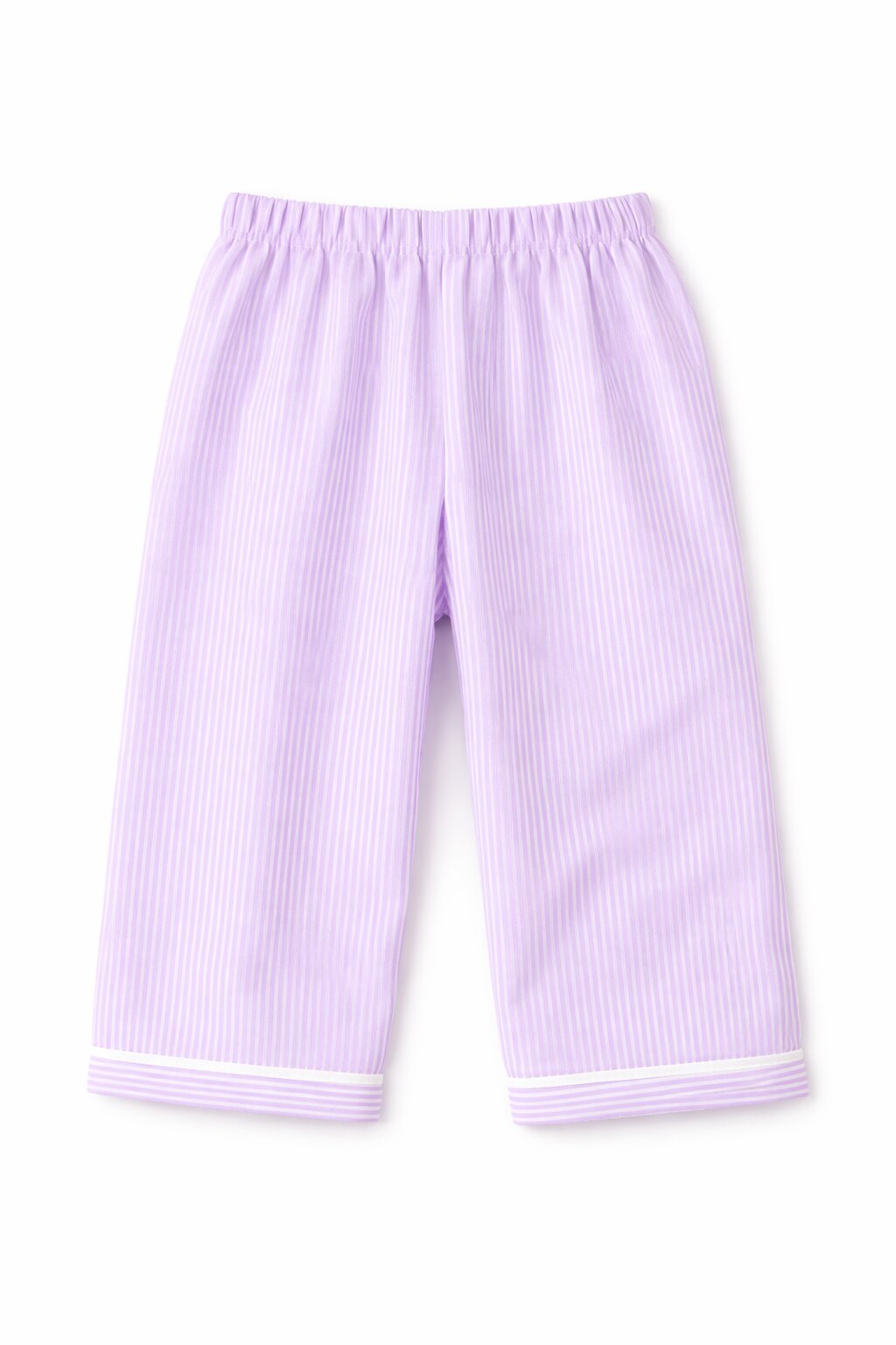 Lavender Striped Cotton Night Suit with Butterfly Patch for Girls