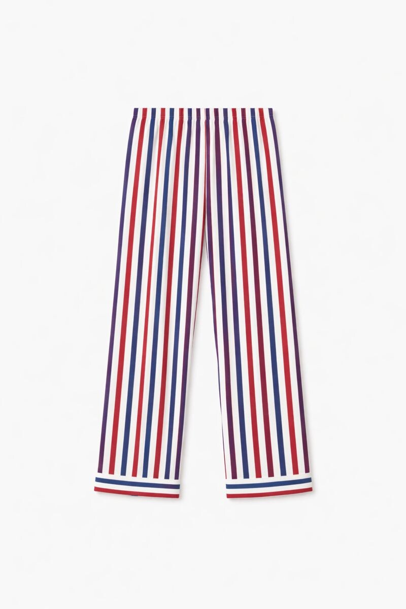 Cotton Striped Night Suit with Front Open Shirt & Cute Patch - Multi Color