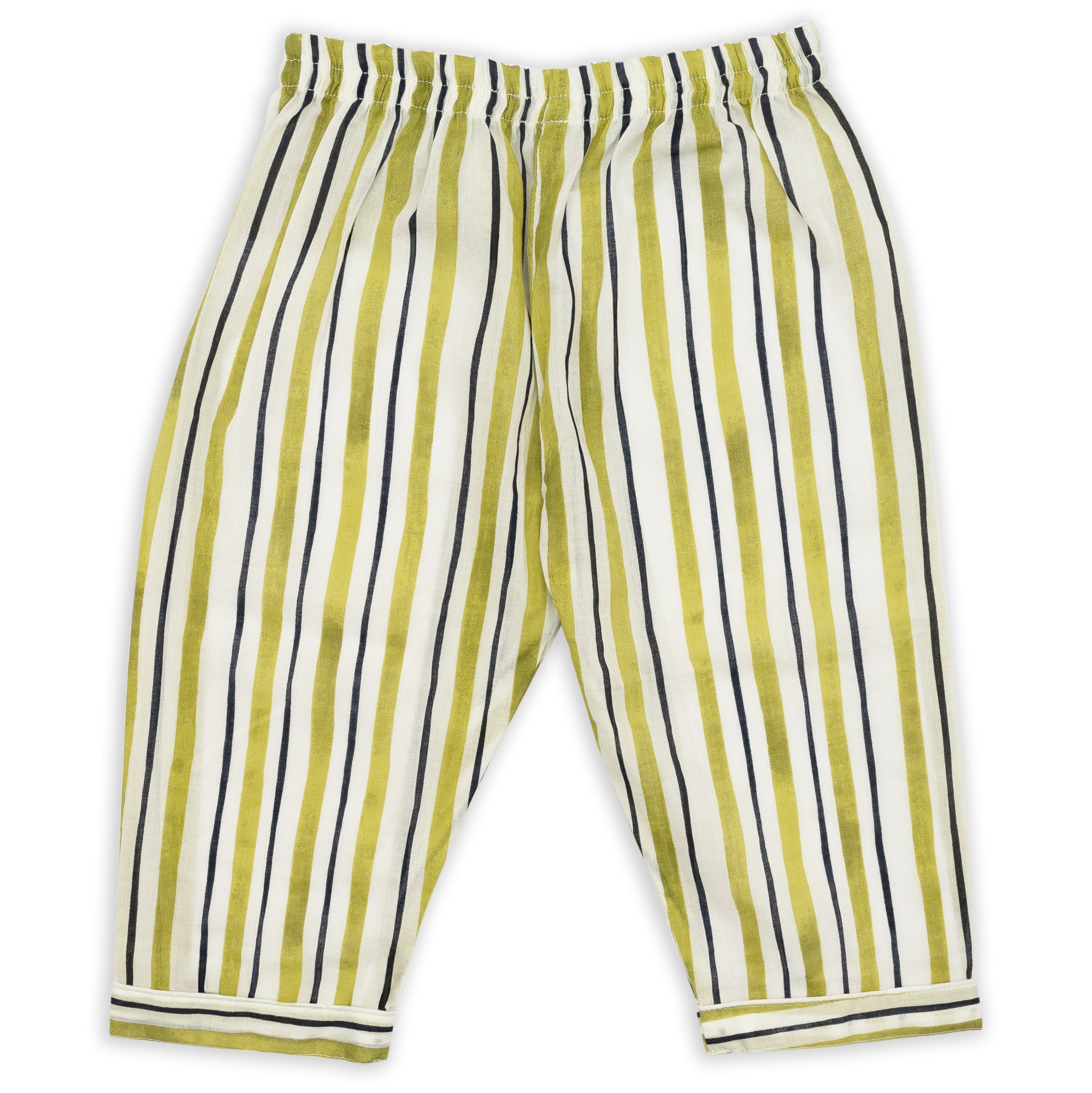 Cotton Pajama Set – Striped Nightsuit with Panda Patch