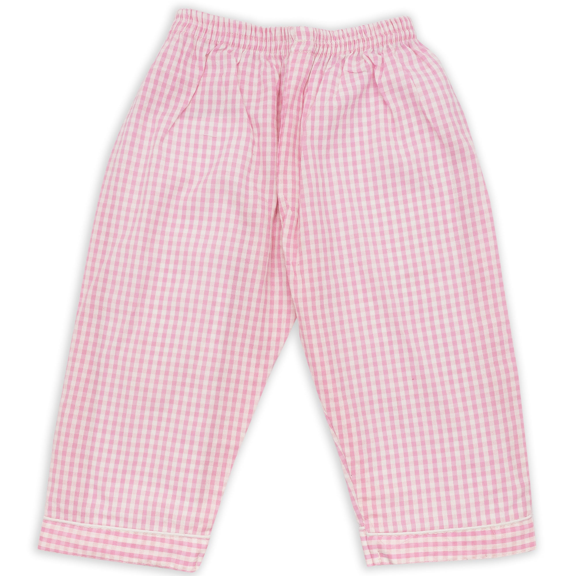 Pink Butterfly Checked Cotton PJ Set – Full‑Sleeved Nightsuit for Little Dreamers