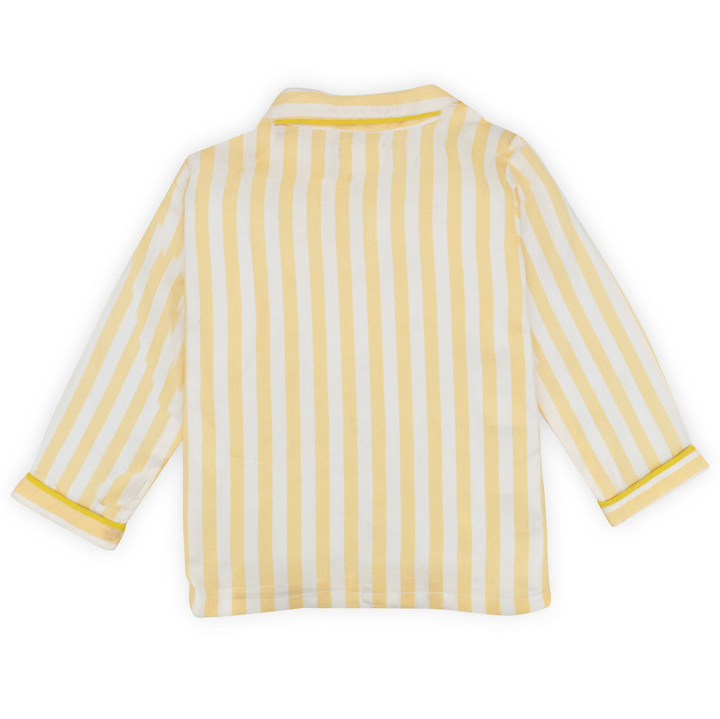 Yellow and white striped shirt on a white background