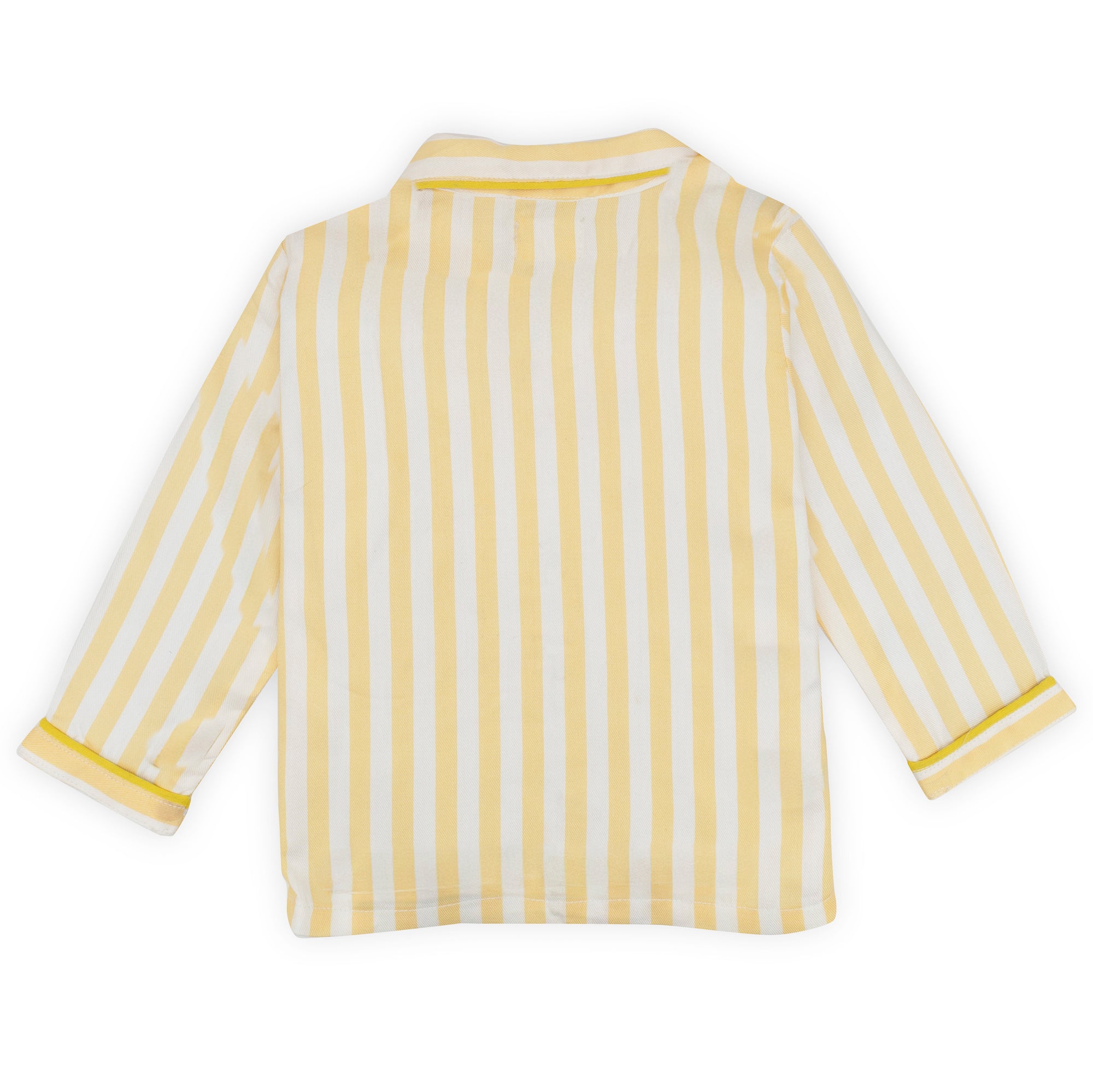 Yellow and white striped shirt on a white background