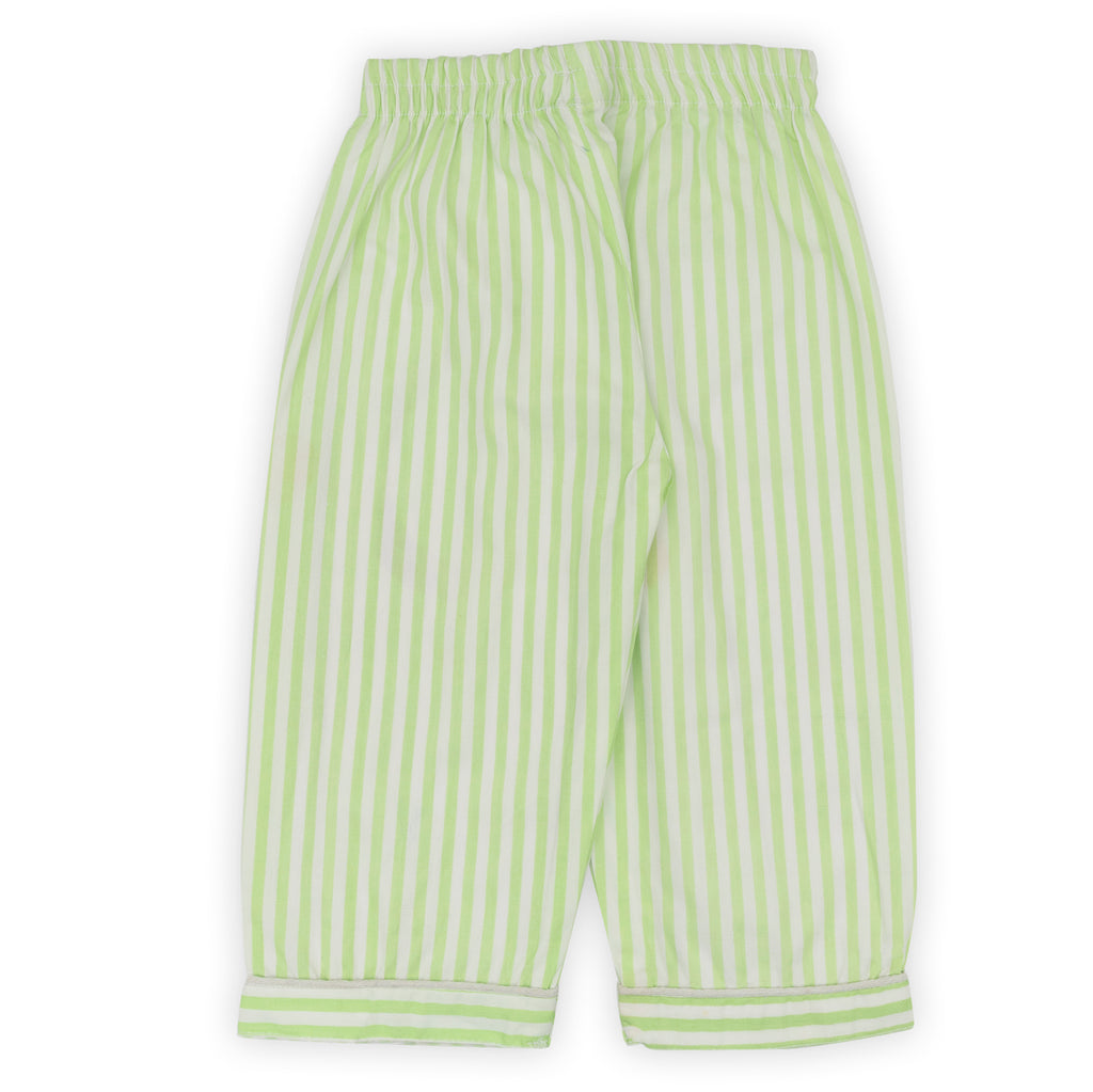 Cotton Pajama Set – Lime Green Striped Nightsuit