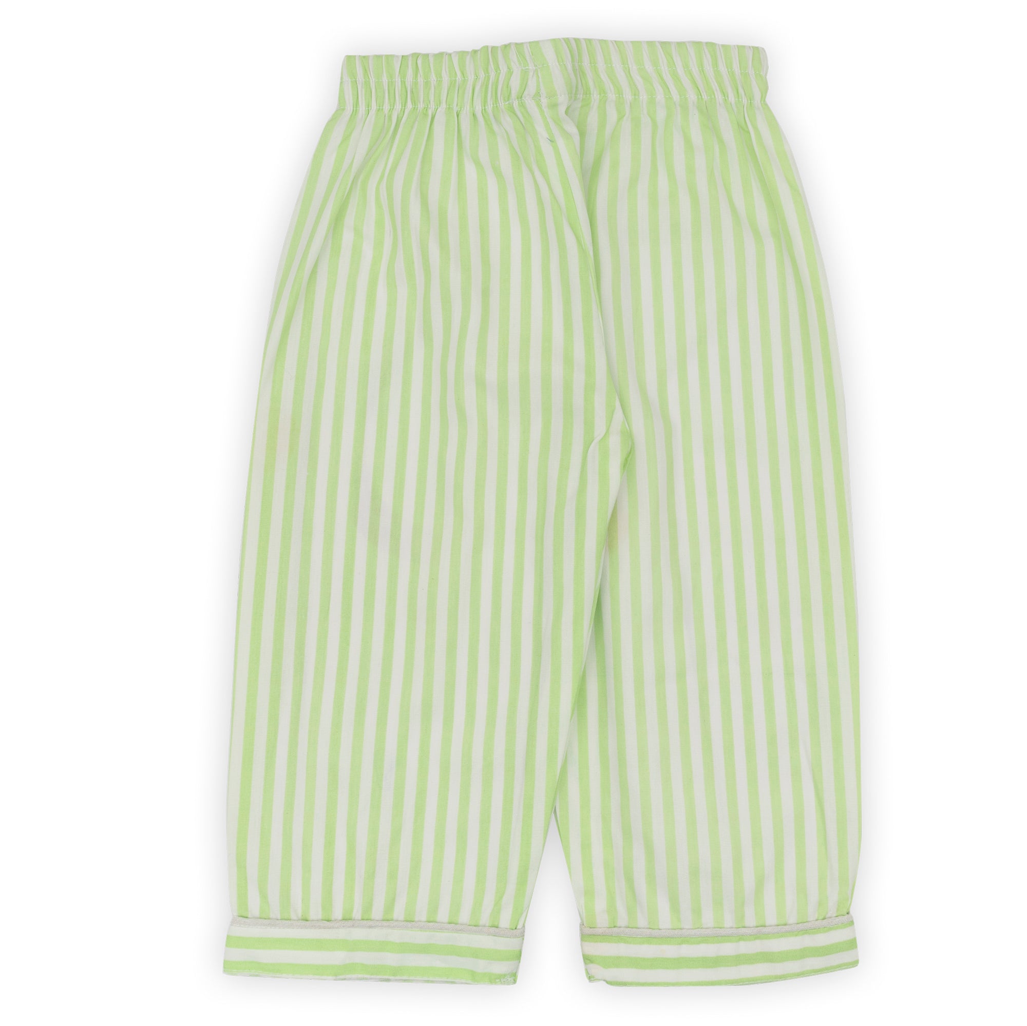 Cotton Pajama Set – Lime Green Striped Nightsuit