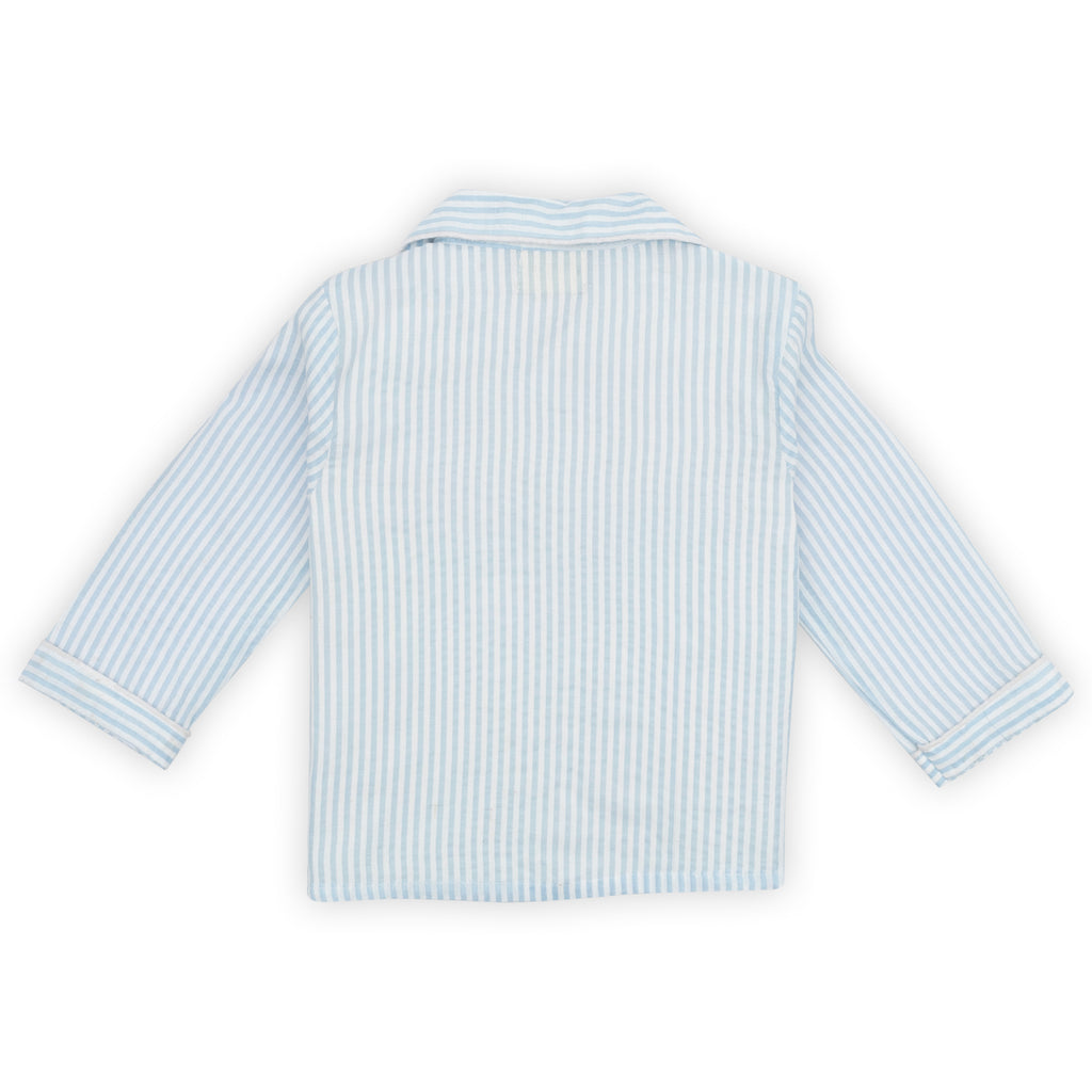 Light blue striped shirt on a white background