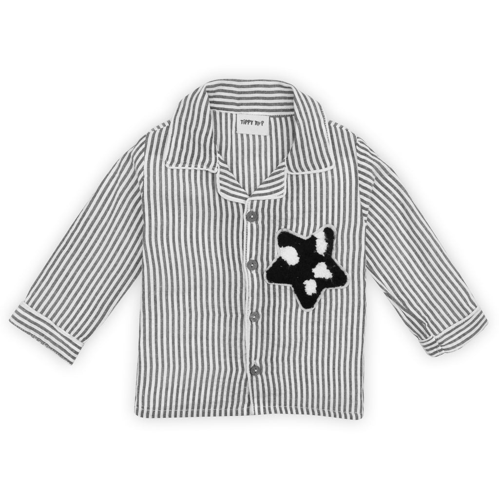 Cotton Pajama Set – Grey Striped Nightsuit