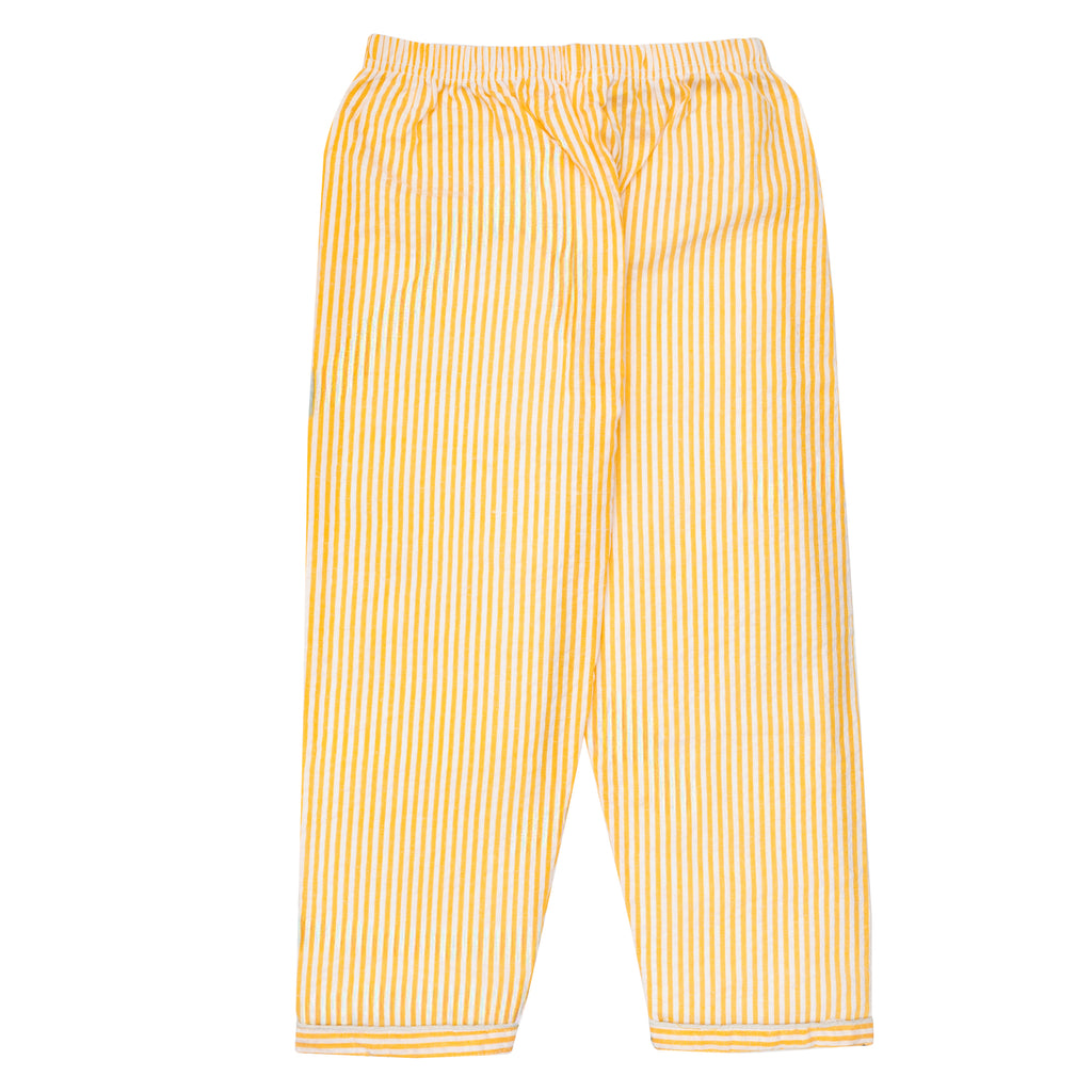 Yellow striped pants on a white background