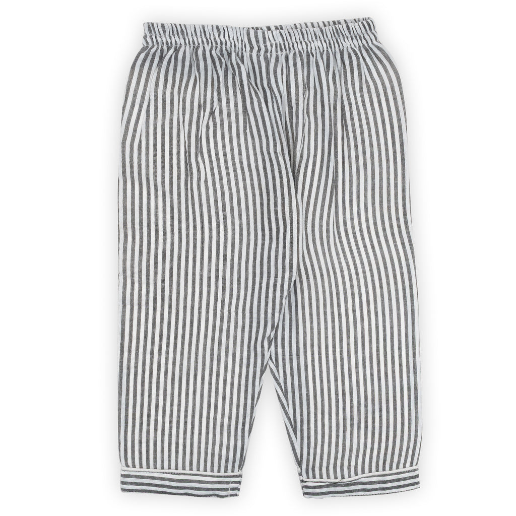 Cotton Pajama Set – Grey Striped Nightsuit