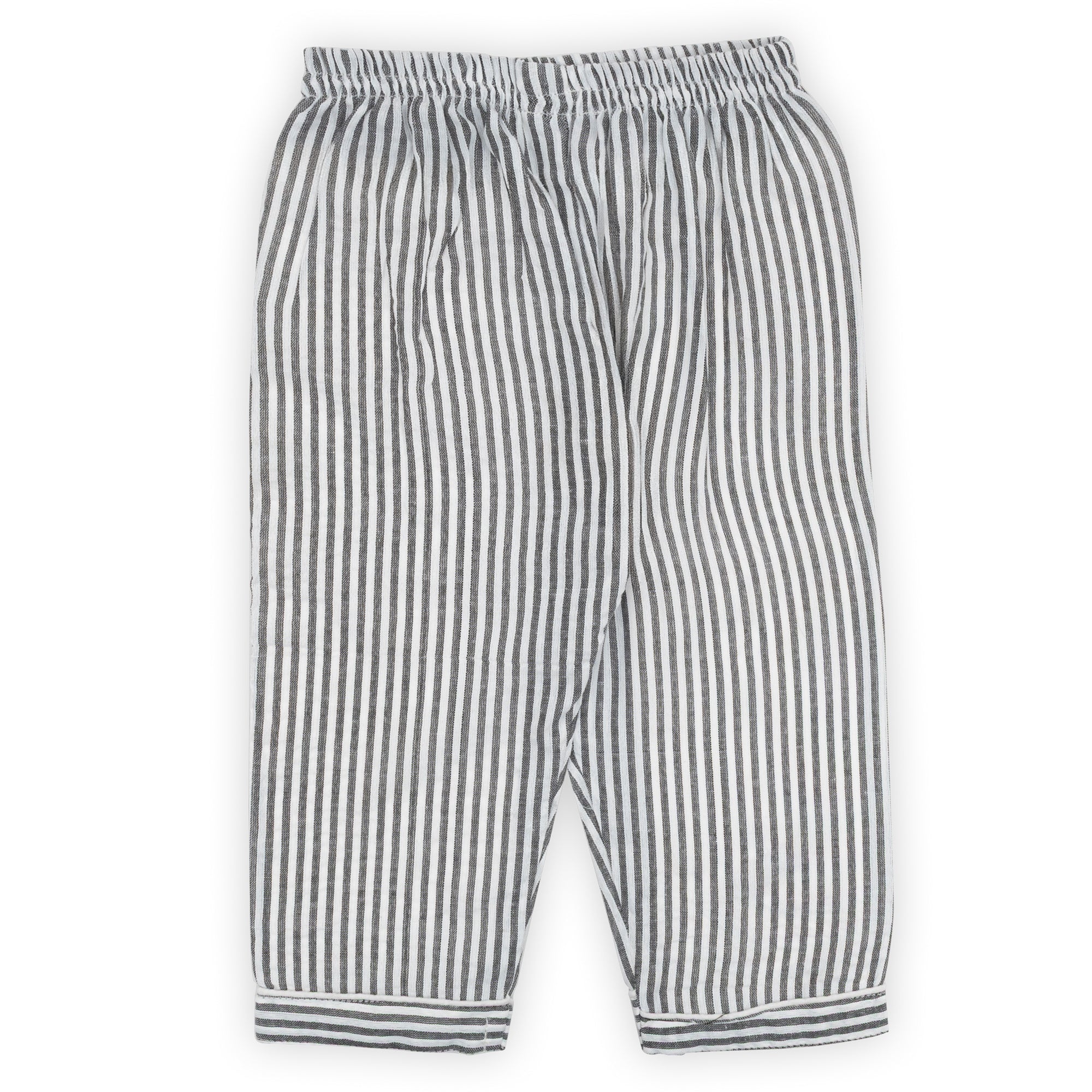Cotton Pajama Set – Grey Striped Nightsuit