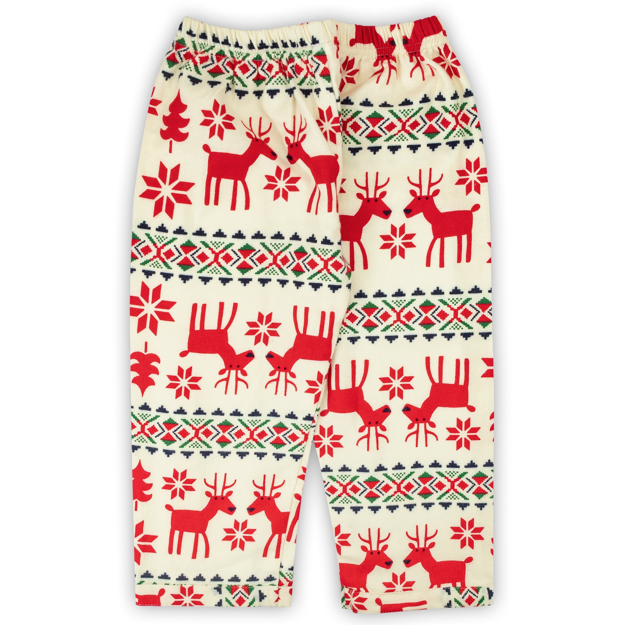 Winter Pajama Set – Red & Cream Christmas Reindeer Nightsuit