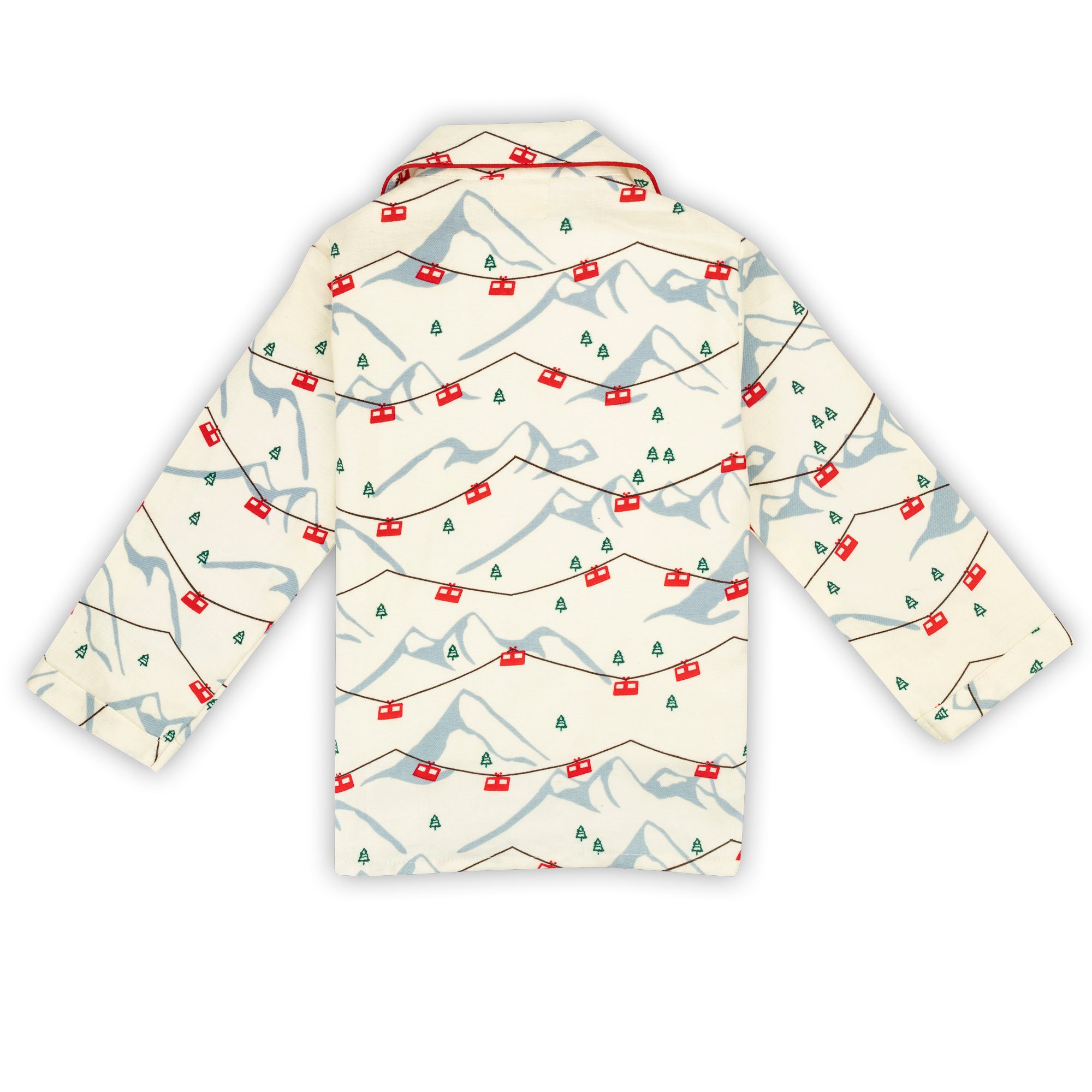 Winter Pajama Set – Cream Bird & Branch Print Nightsuit