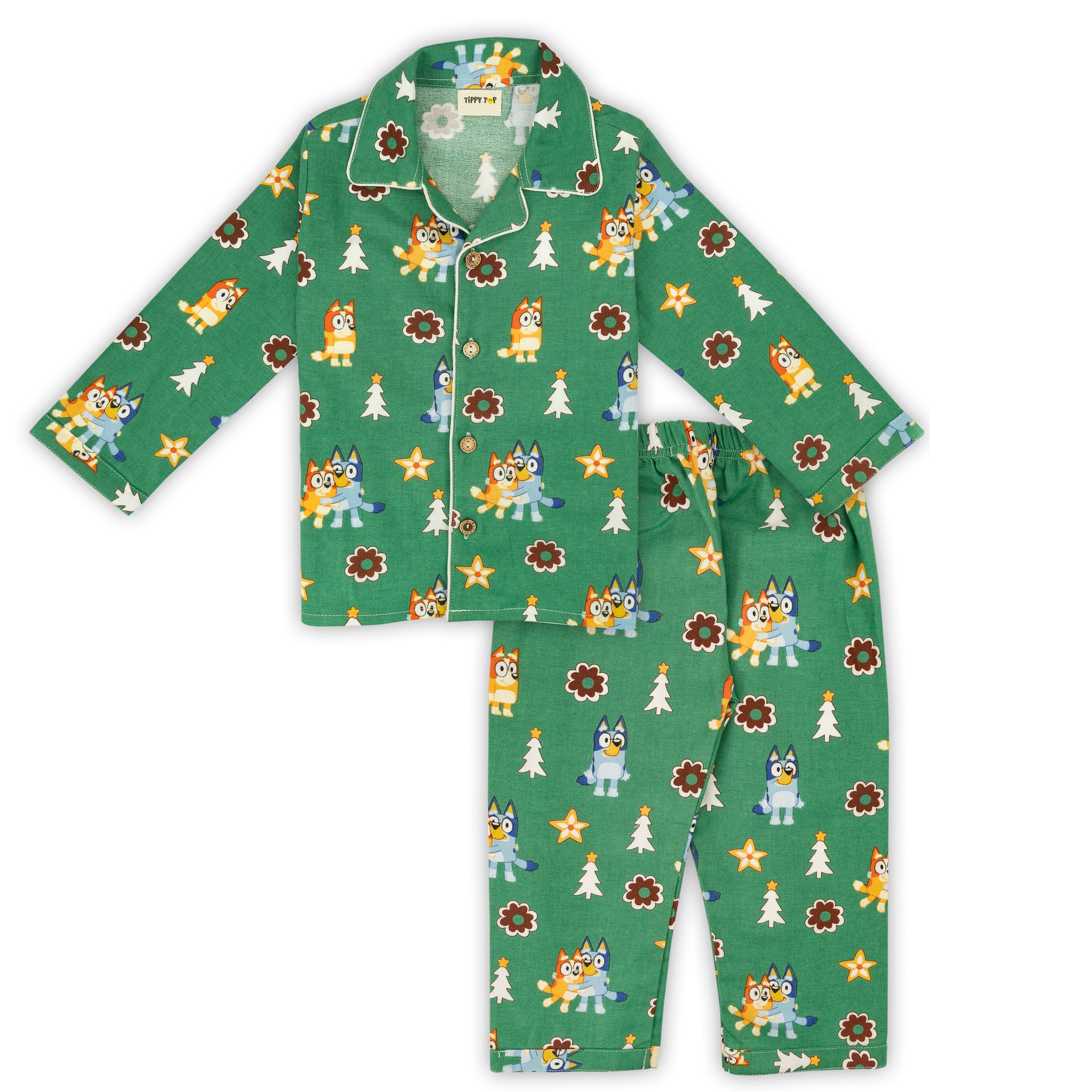 Winter Pajama Set – Green Animal Friends Print Nightsuit