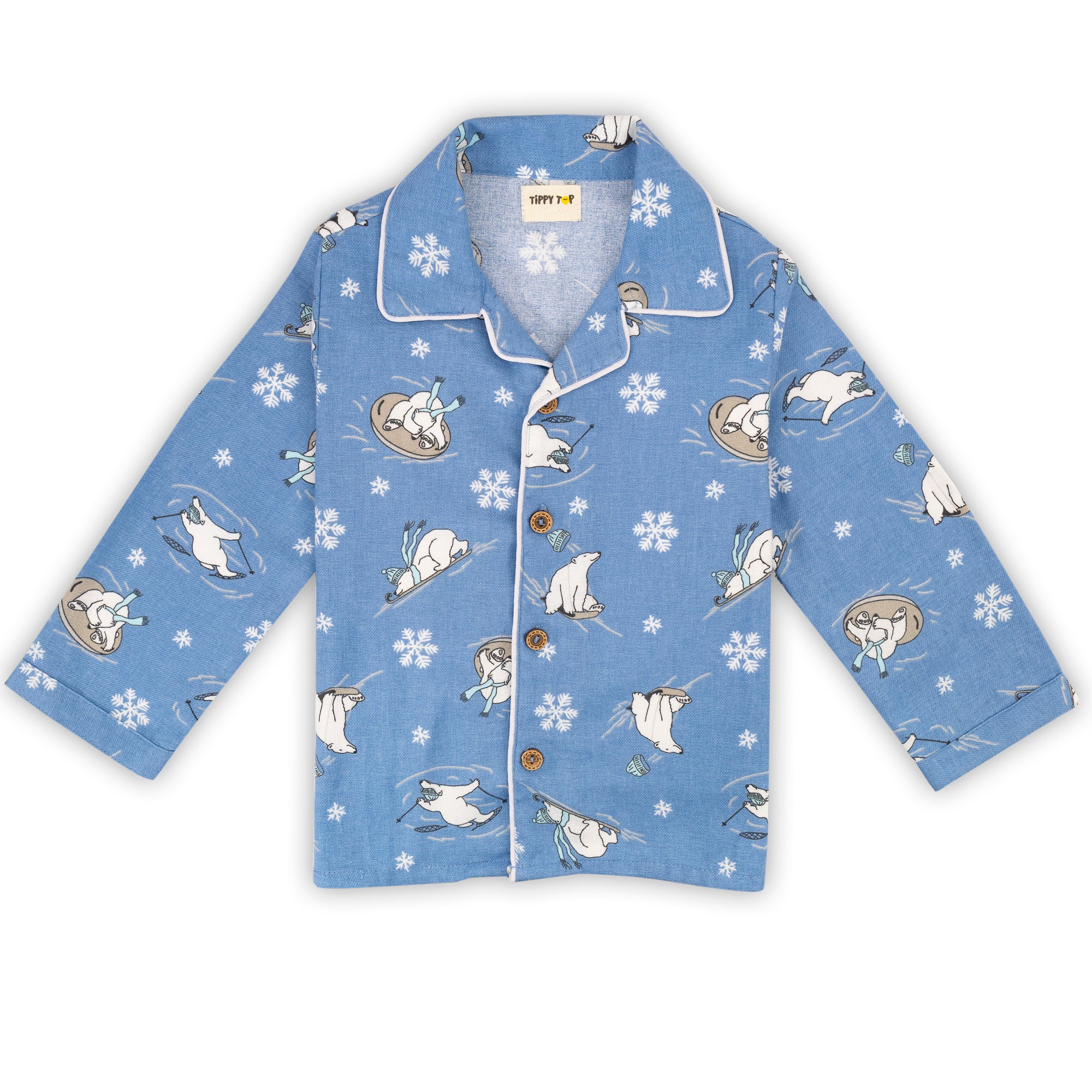 Winter Pajama Set – Blue Polar Animal Print Nightsuit