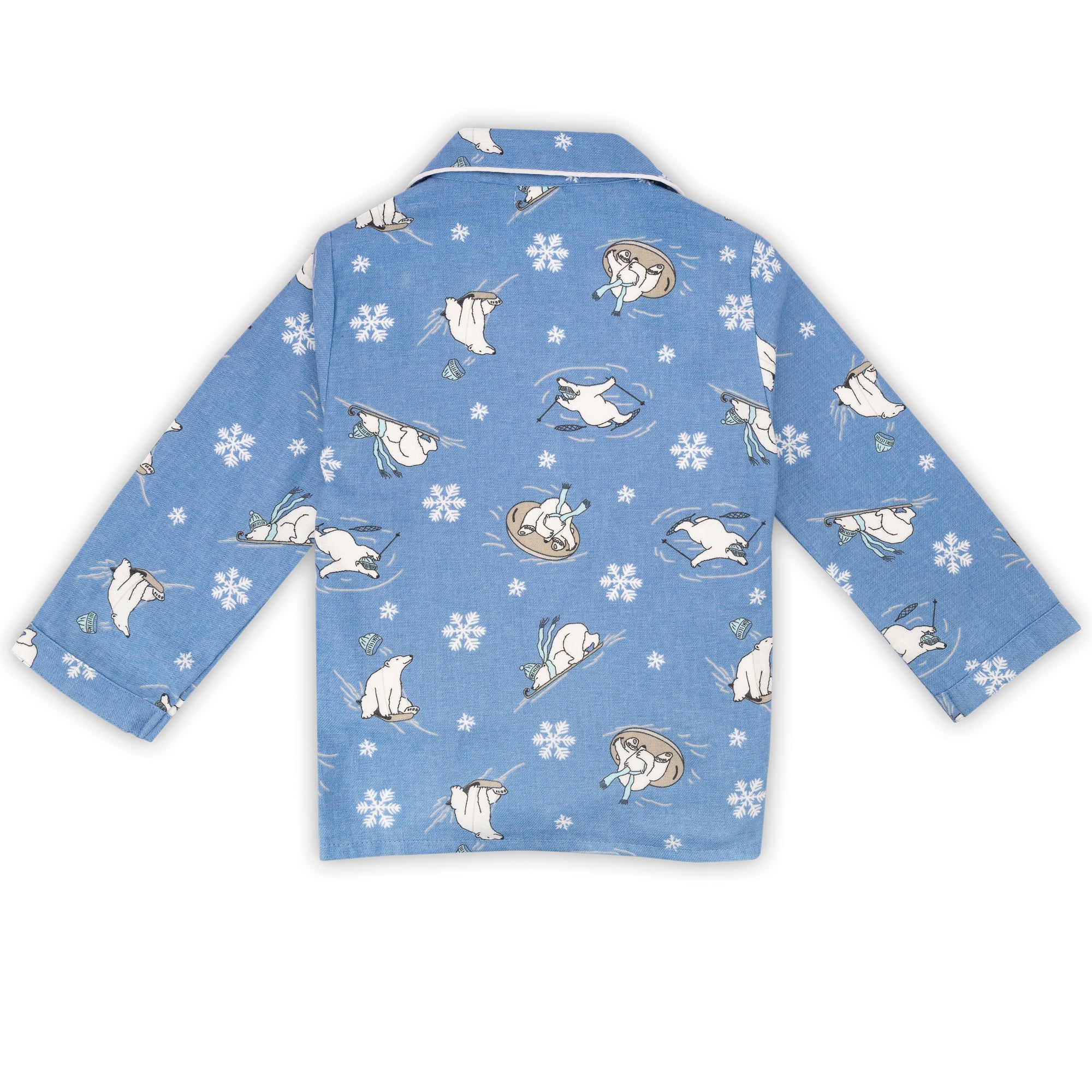 Winter Pajama Set – Blue Polar Animal Print Nightsuit