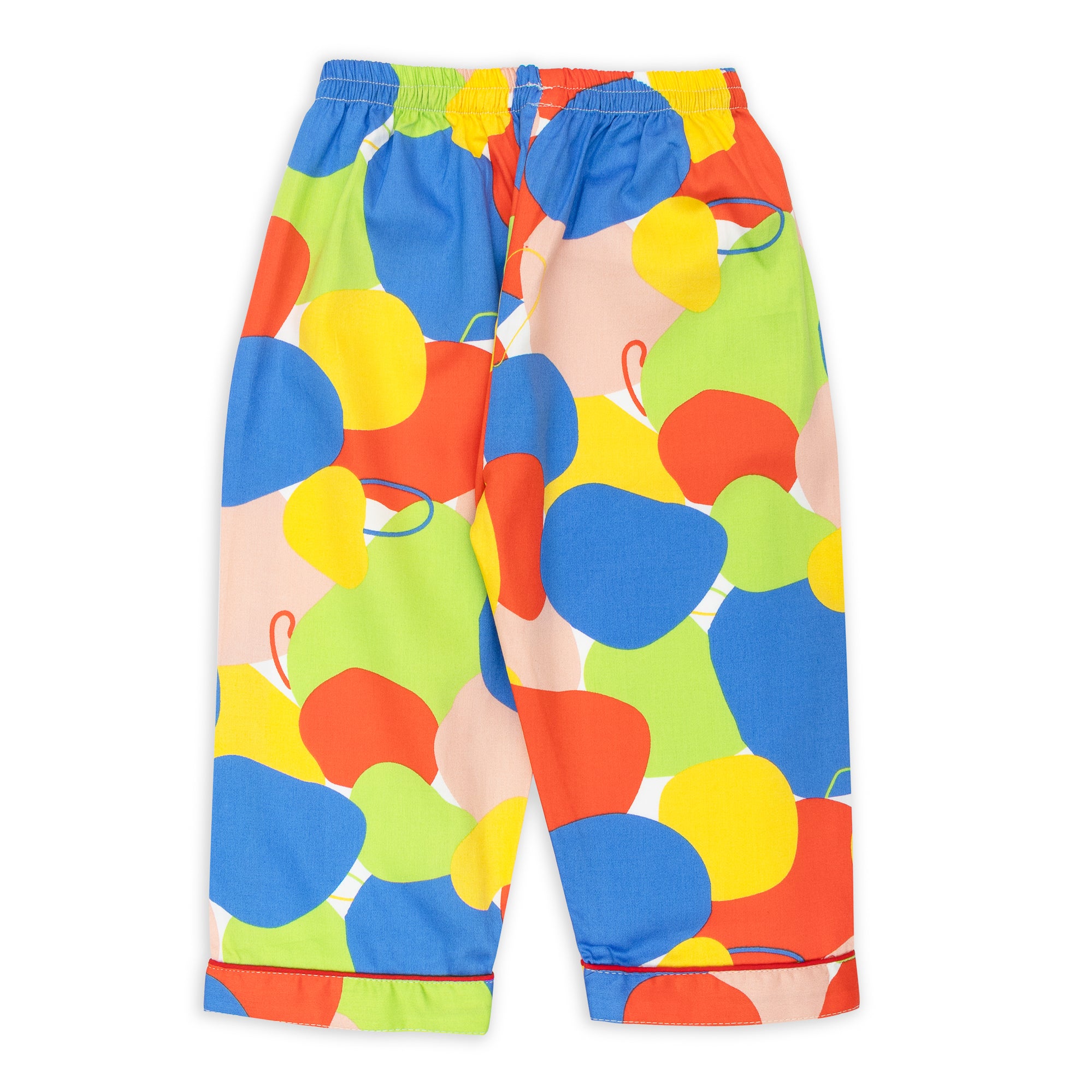 White Cotton Multicolor Circles Printed Nightsuit Set