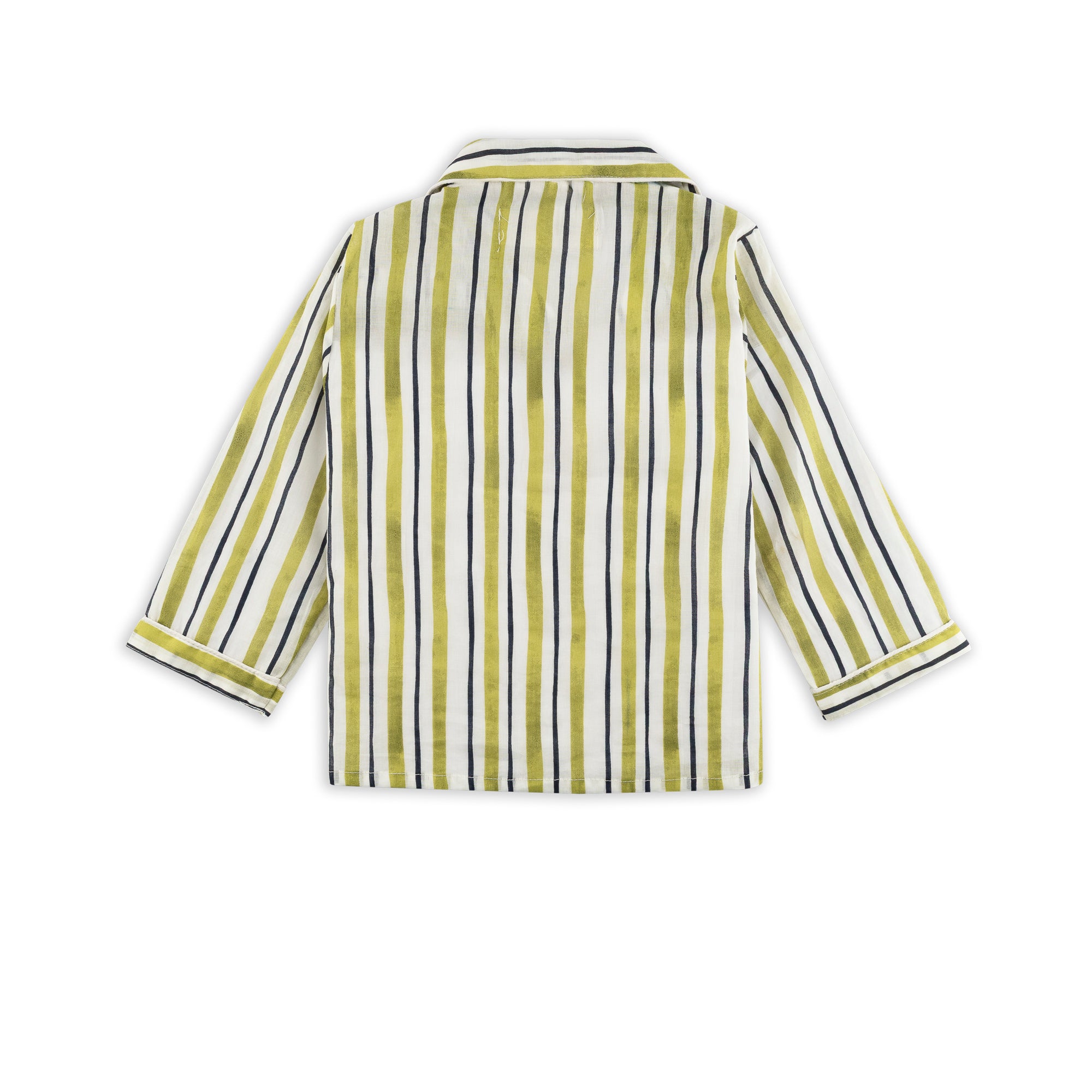 Cotton Pajama Set – Striped Nightsuit with Panda Patch