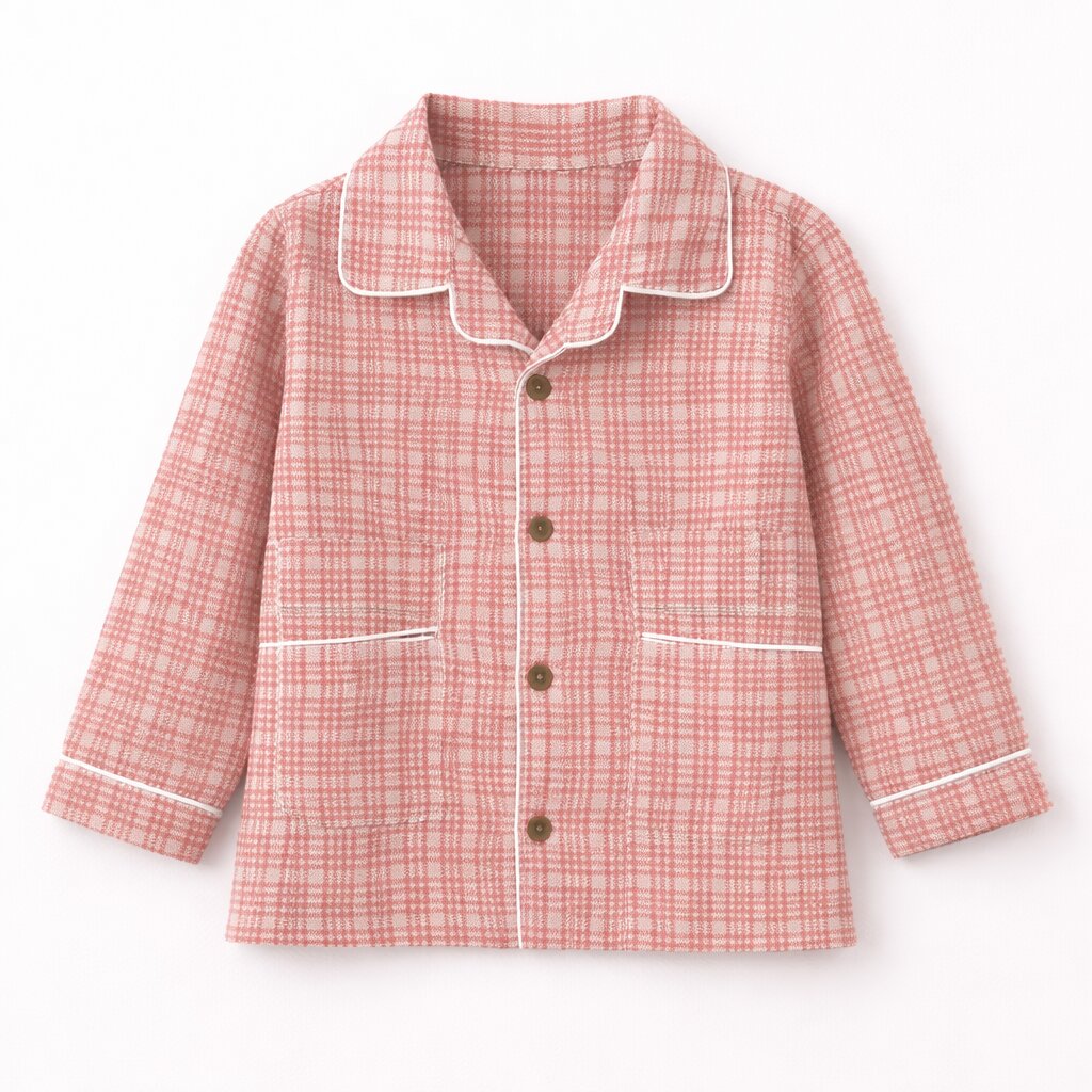 Peach Check Cotton Night Suit – Soft Full Sleeve Sleepwear Set