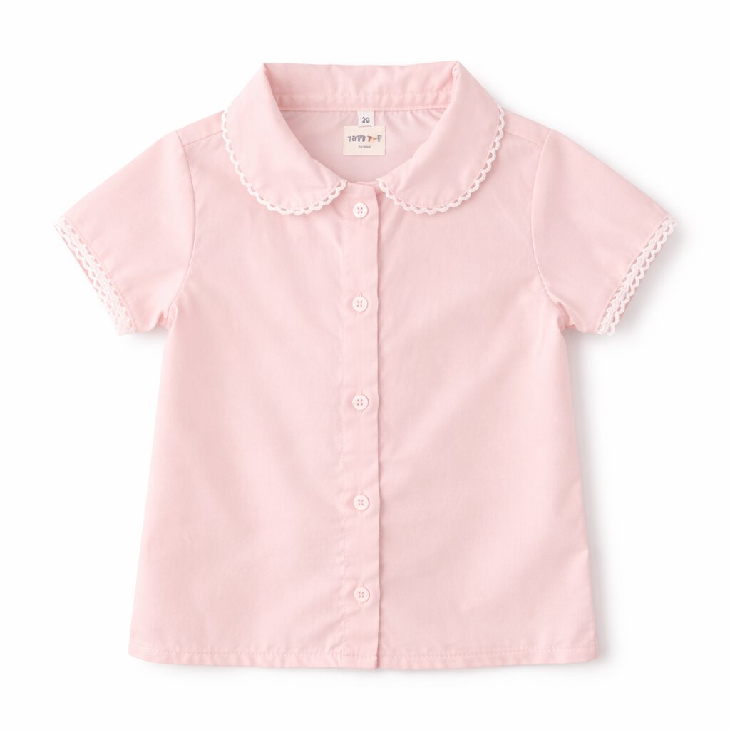 Peach Cotton Co-ord Set with Lace Collar – Shirt & Pants Daywear Outfit