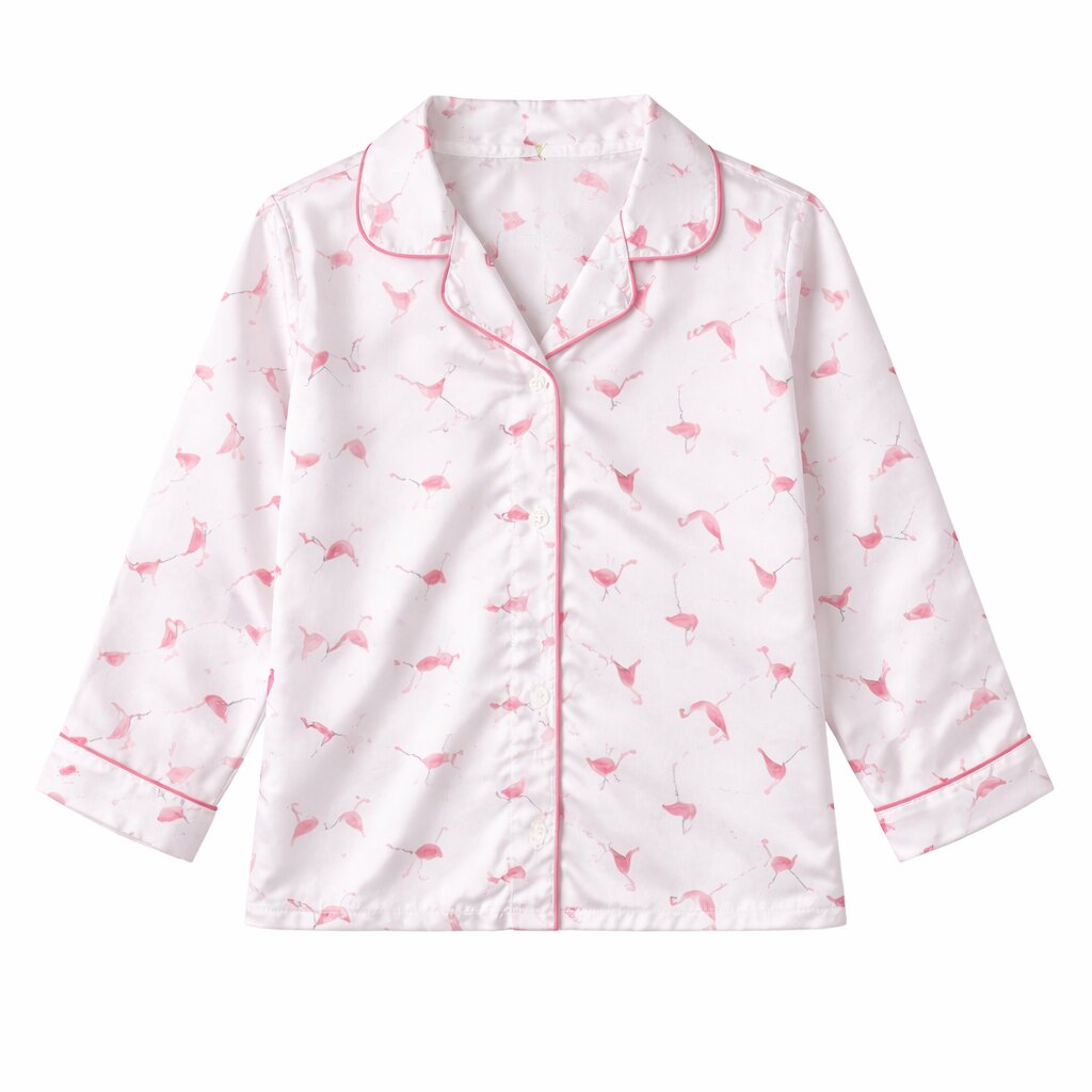 Girls Flamingo Satin Night Suit Set | Soft Sleepwear