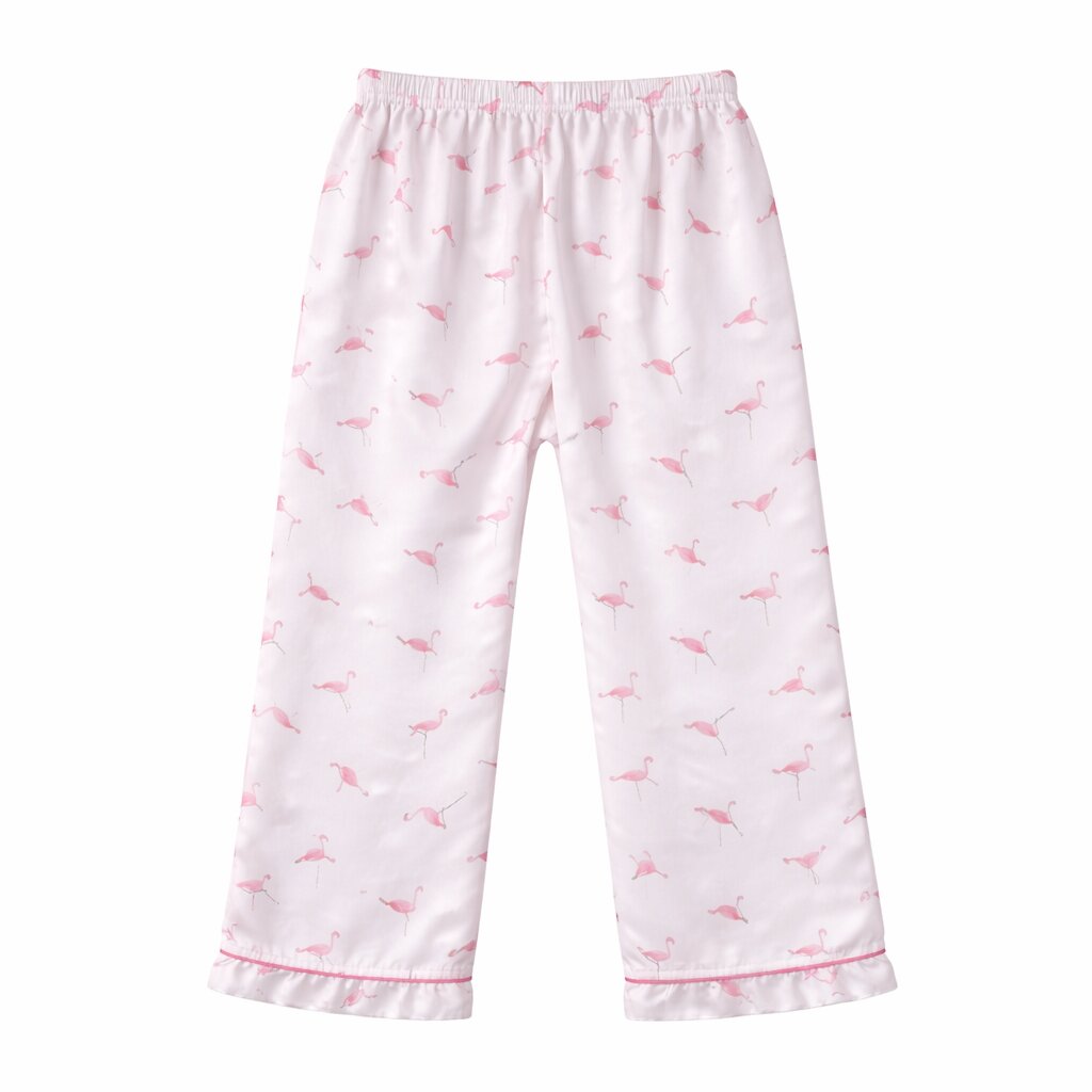 Girls Flamingo Satin Night Suit Set | Soft Sleepwear