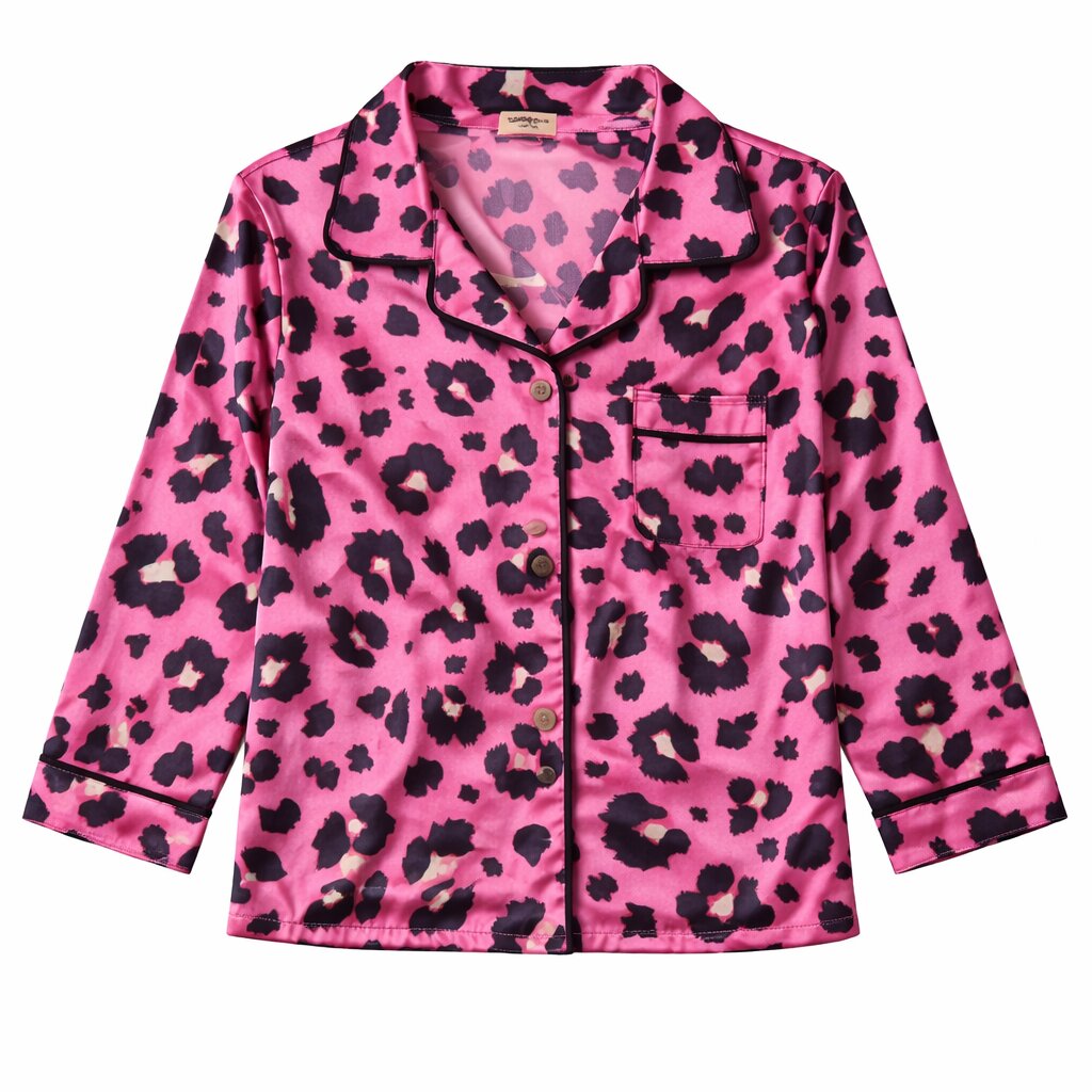 Pink Leopard Satin Night Suit Set | Soft Sleepwear