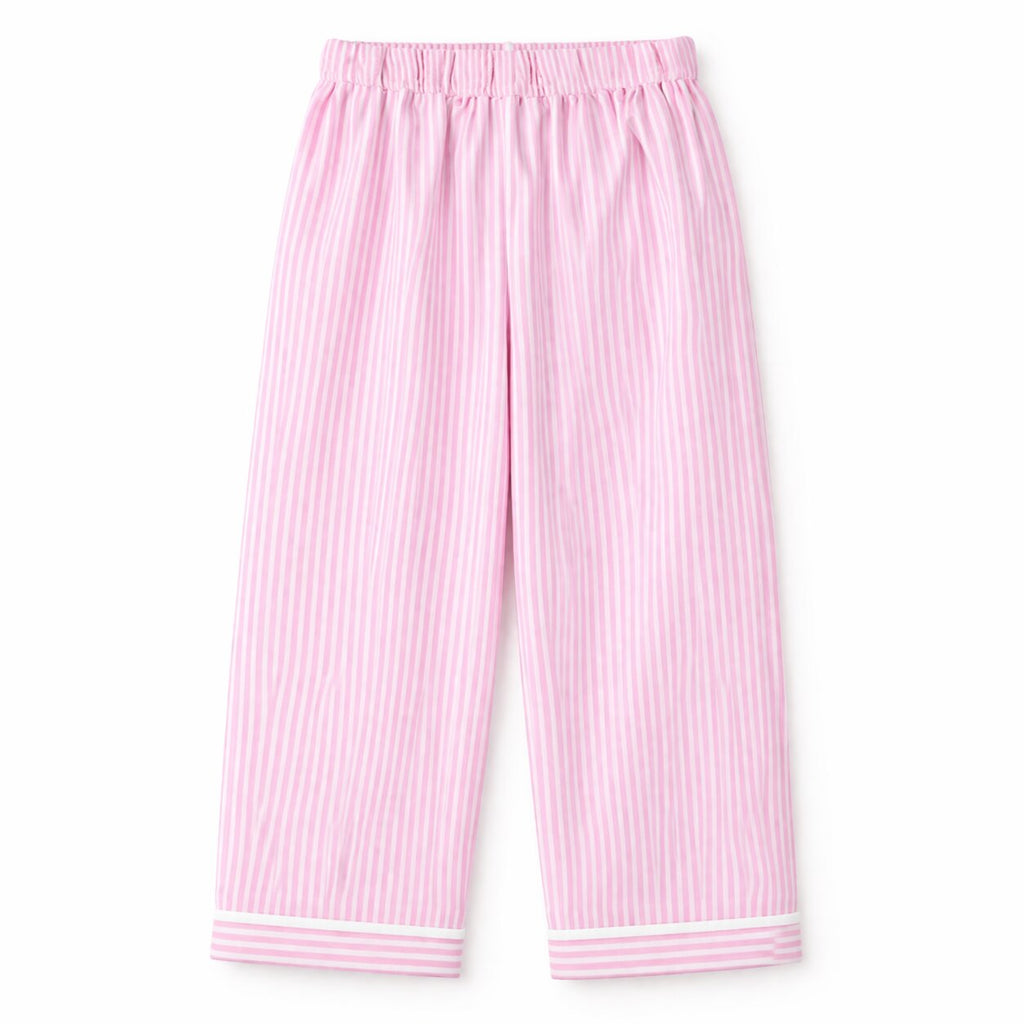 Pink Striped Cotton Night Suit with Bunny Patch for Girls