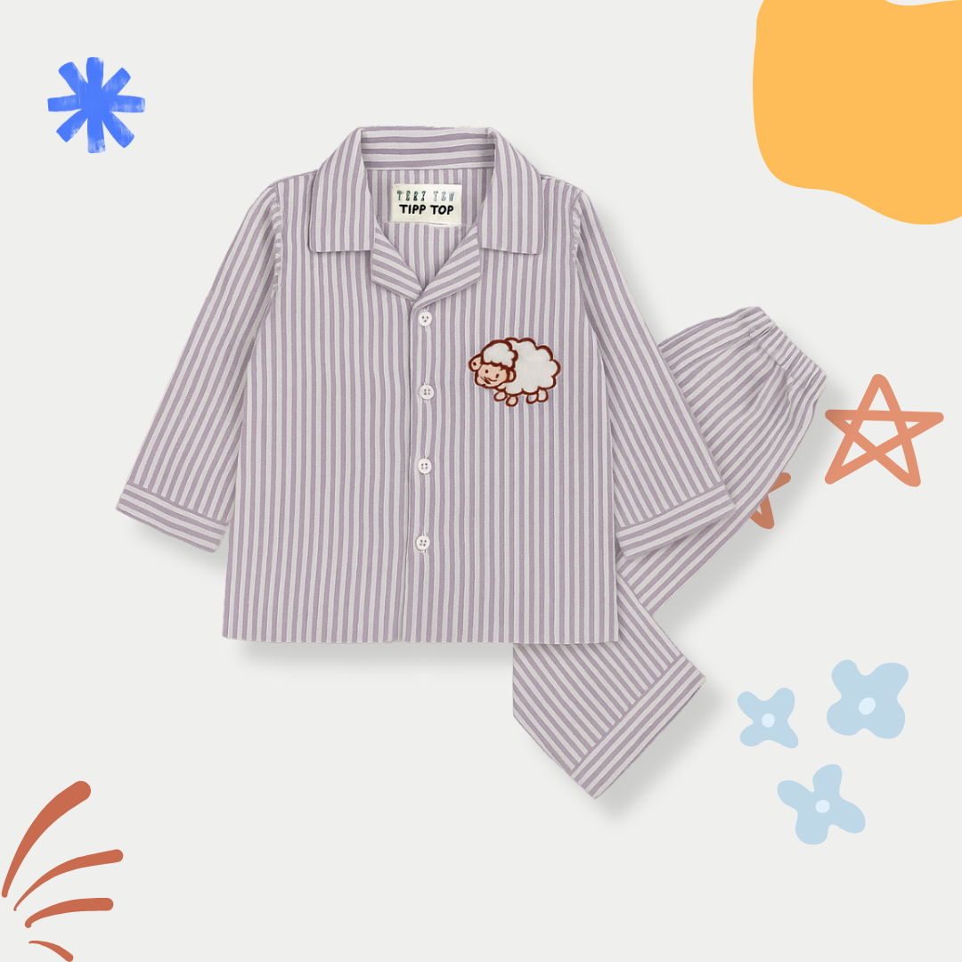 Counting Sheep Lavender Striped Night Suit