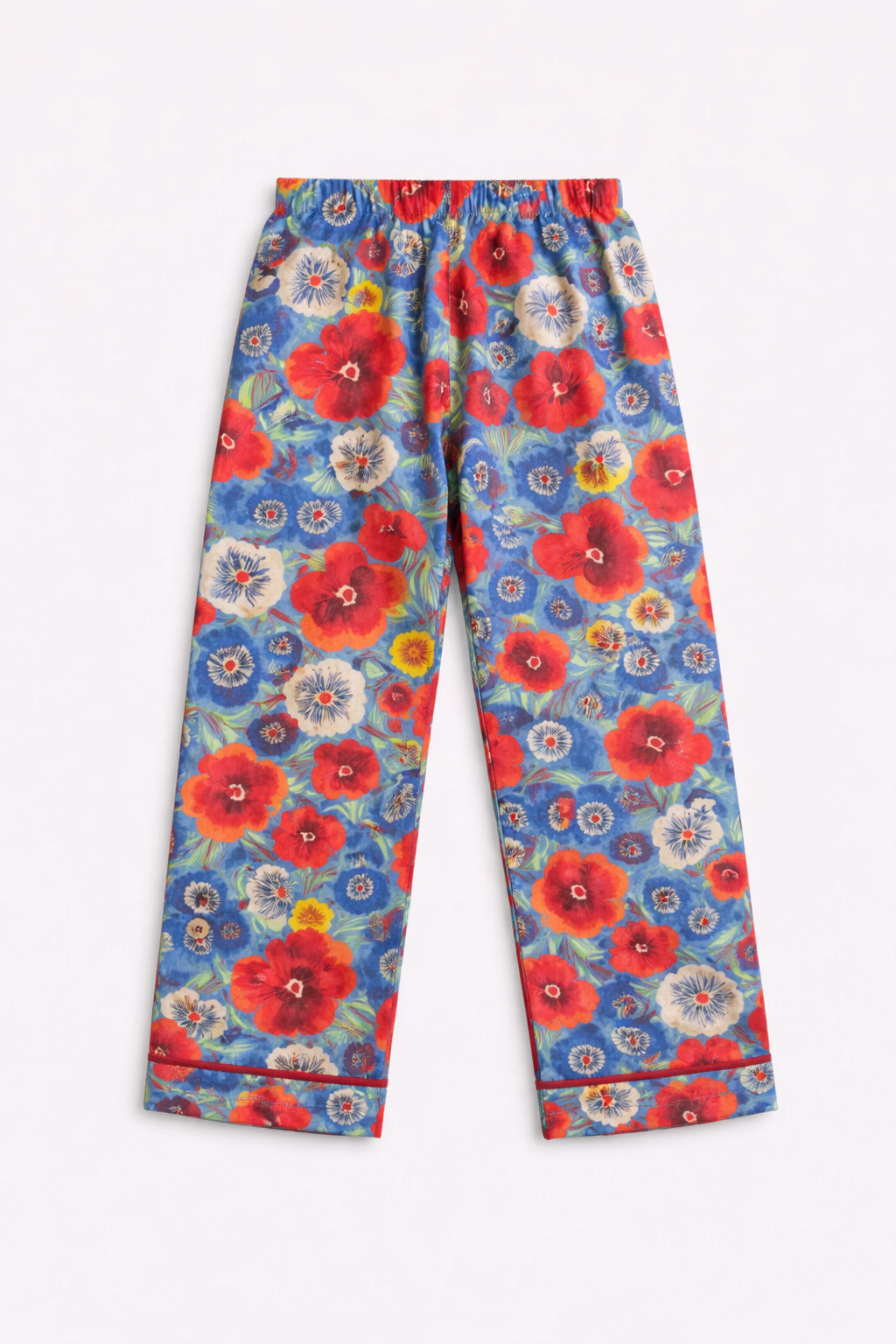 Girls blue floral full sleeves night suit – side view
