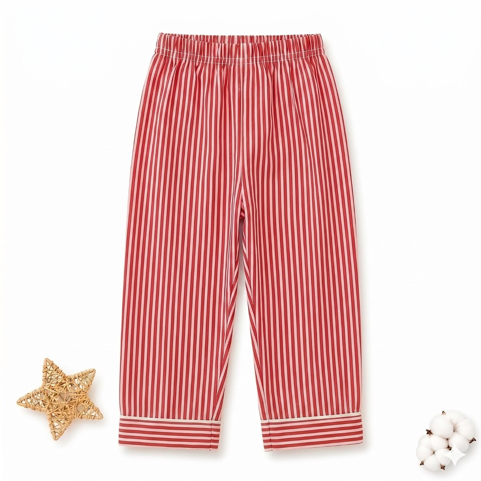 Pure Cotton Red & White Striped Nightsuit Set with Strawberry Patch