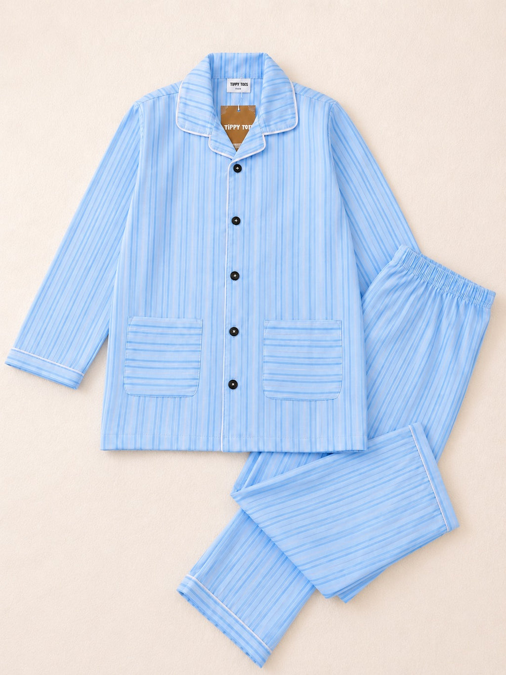 Sky Blue Stripe Cotton Night Suit