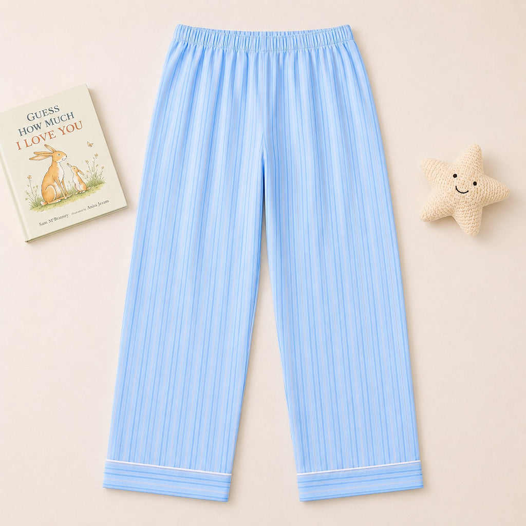 Sky Blue Stripe Cotton Night Suit