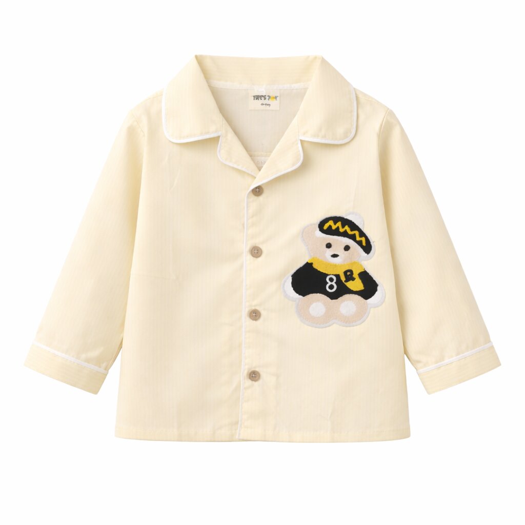 Yellow Cotton Teddy Patch Kids Night Suit