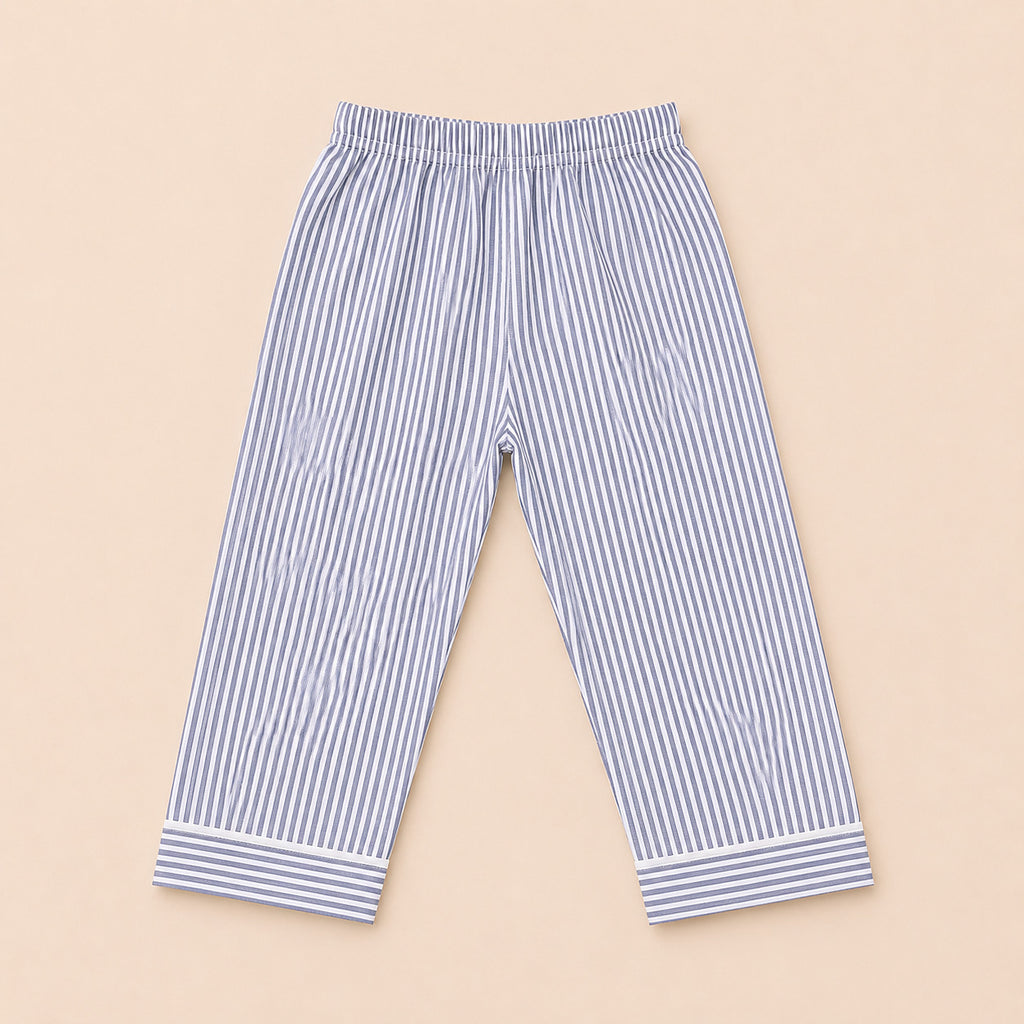 Cotton Grey Striped Nightsuit with Star Motif
