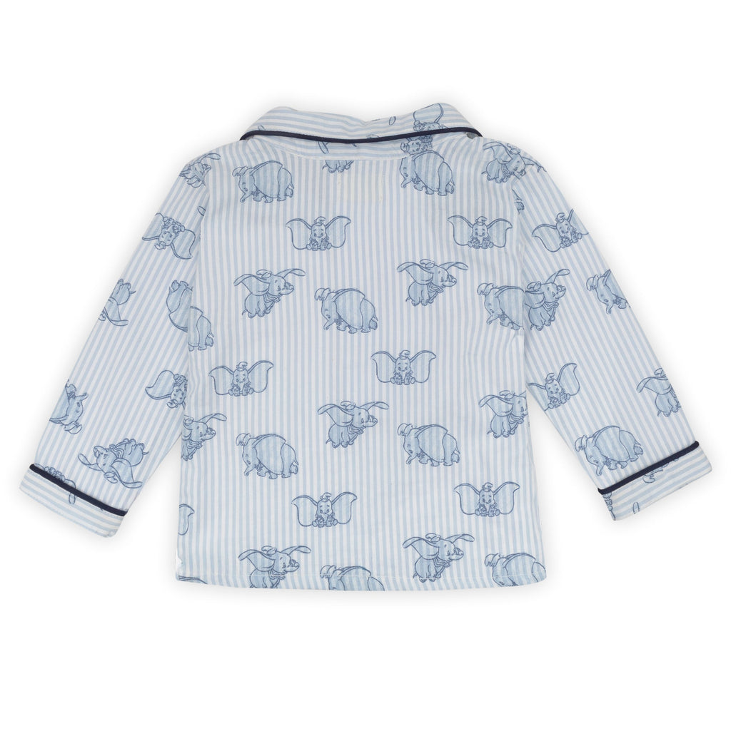 Kids Blue Cotton Striped Elephant Print Night Suit - Tippy Top