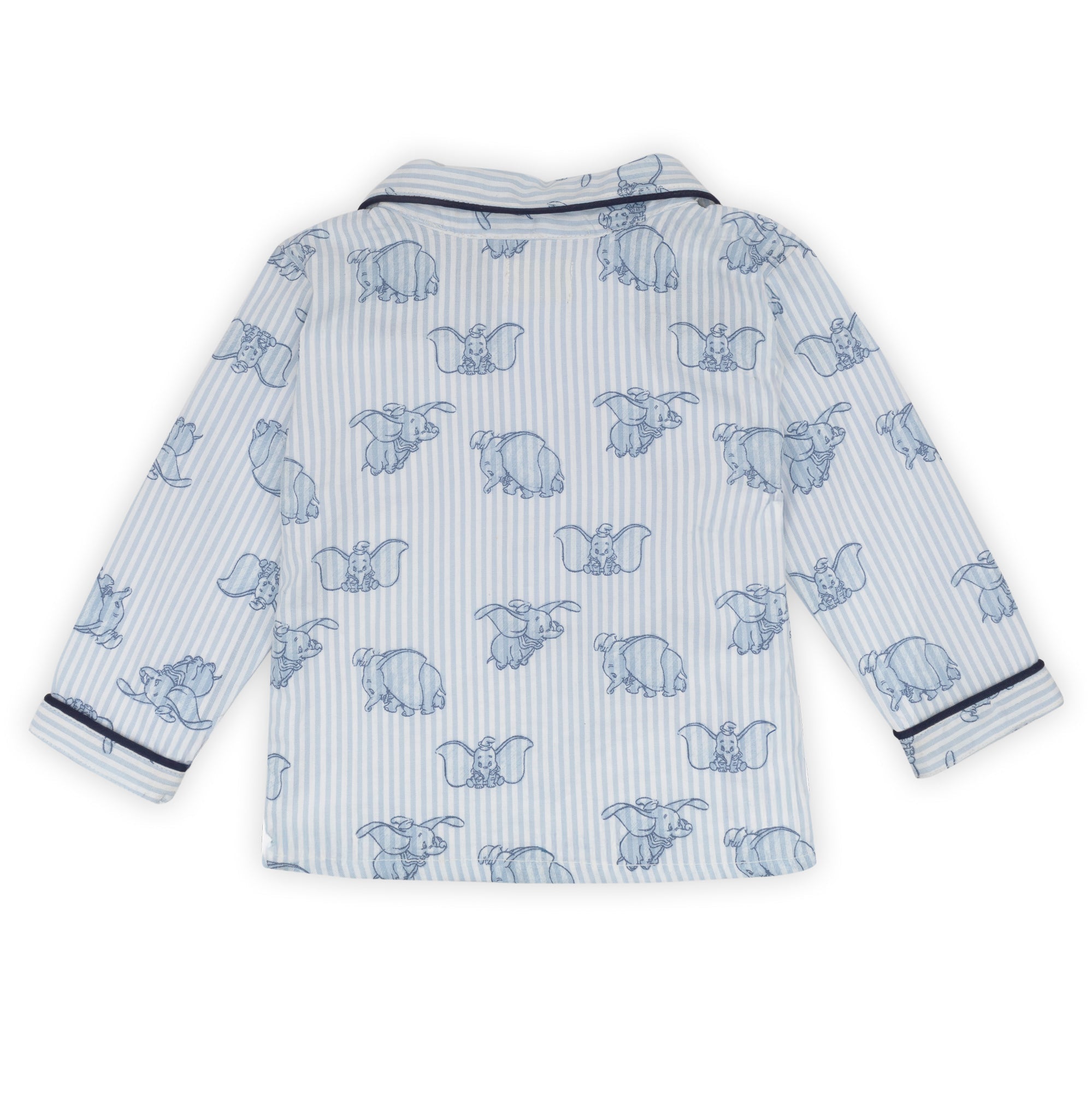 Kids Blue Cotton Striped Elephant Print Night Suit - Tippy Top
