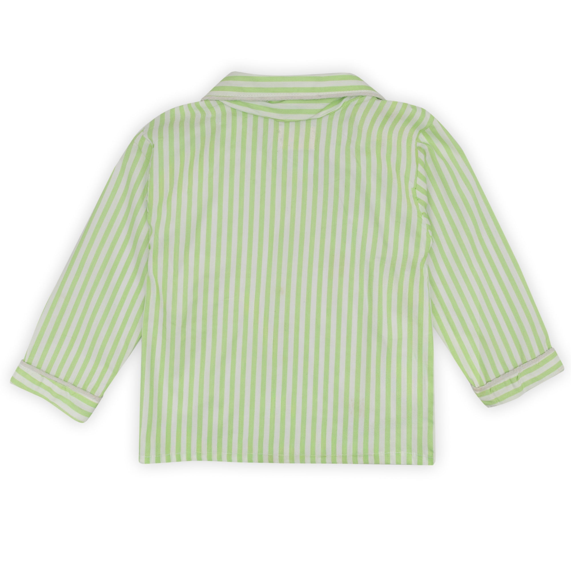 Kids Lime Green Striped Cotton Night Suit with Patch - Tippy Top