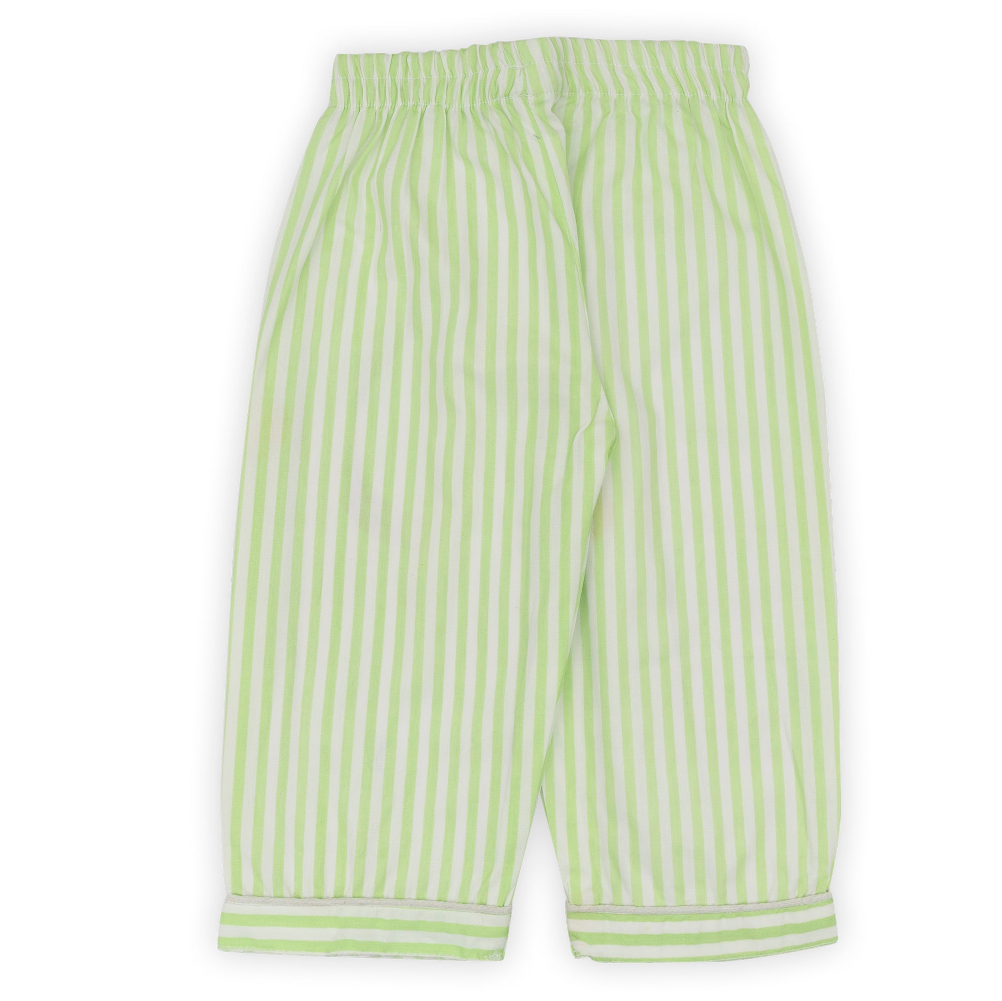 Kids Lime Green Striped Cotton Night Suit with Patch - Tippy Top