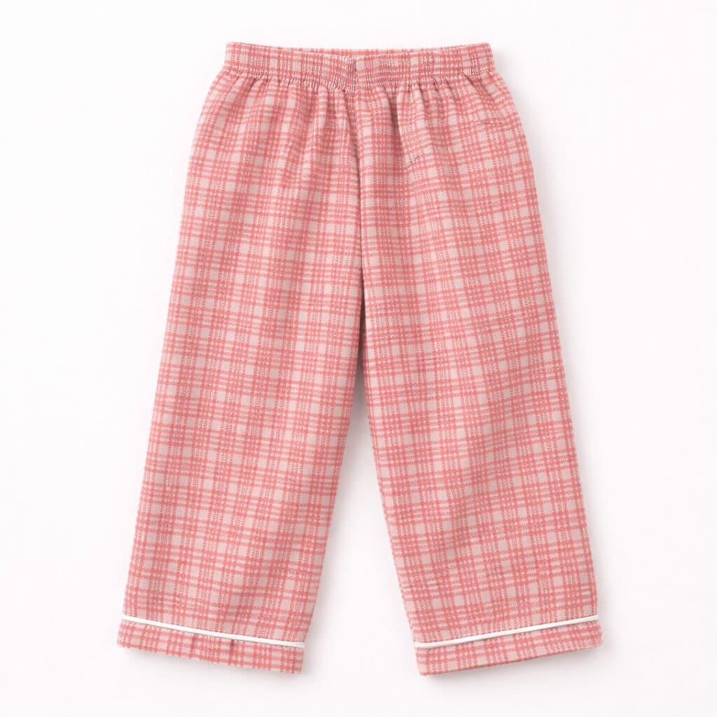 Kids Peach Check Cotton Night Suit | Soft Full Sleeve Sleepwear Set - Tippy Top