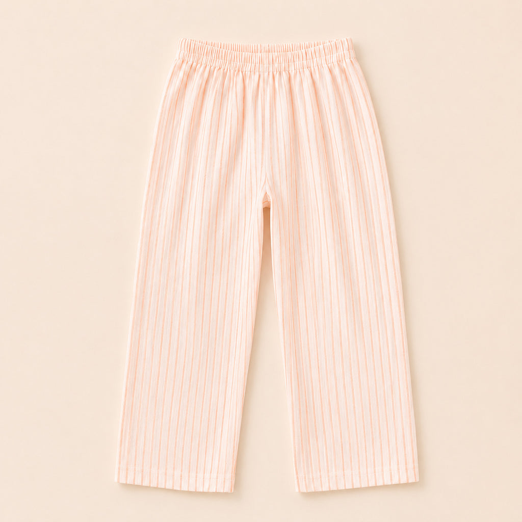 Girls cotton stripe co-ord set – wide leg pants detail view