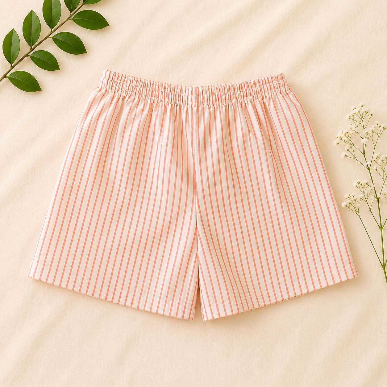 Boys Peach Striped Cotton Co-ord Set | Shirt & Shorts Summer Outfit