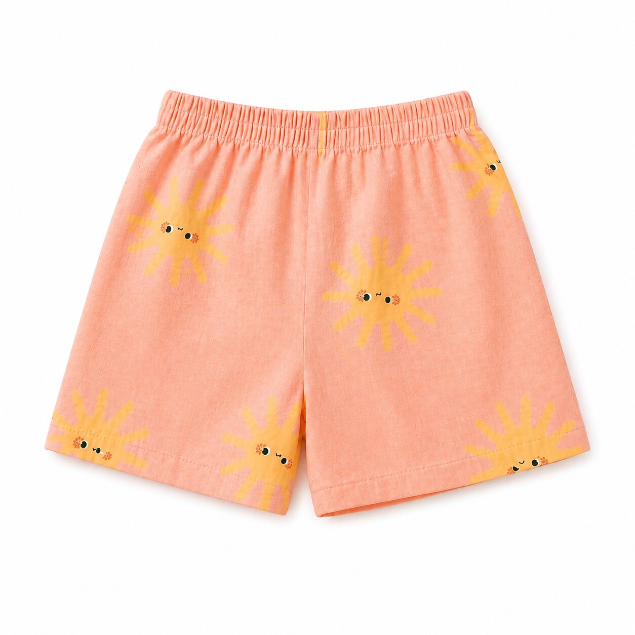 Linen Cotton Coord Set Peach Sun Print Shirt & Shorts Summer Outfit Set