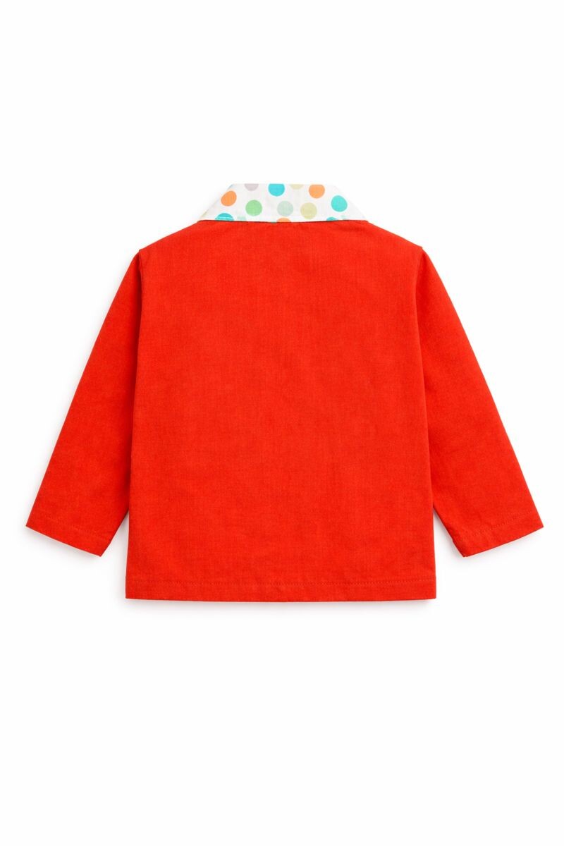 Cotton Printed Night Suit with Dual Pockets - Orange