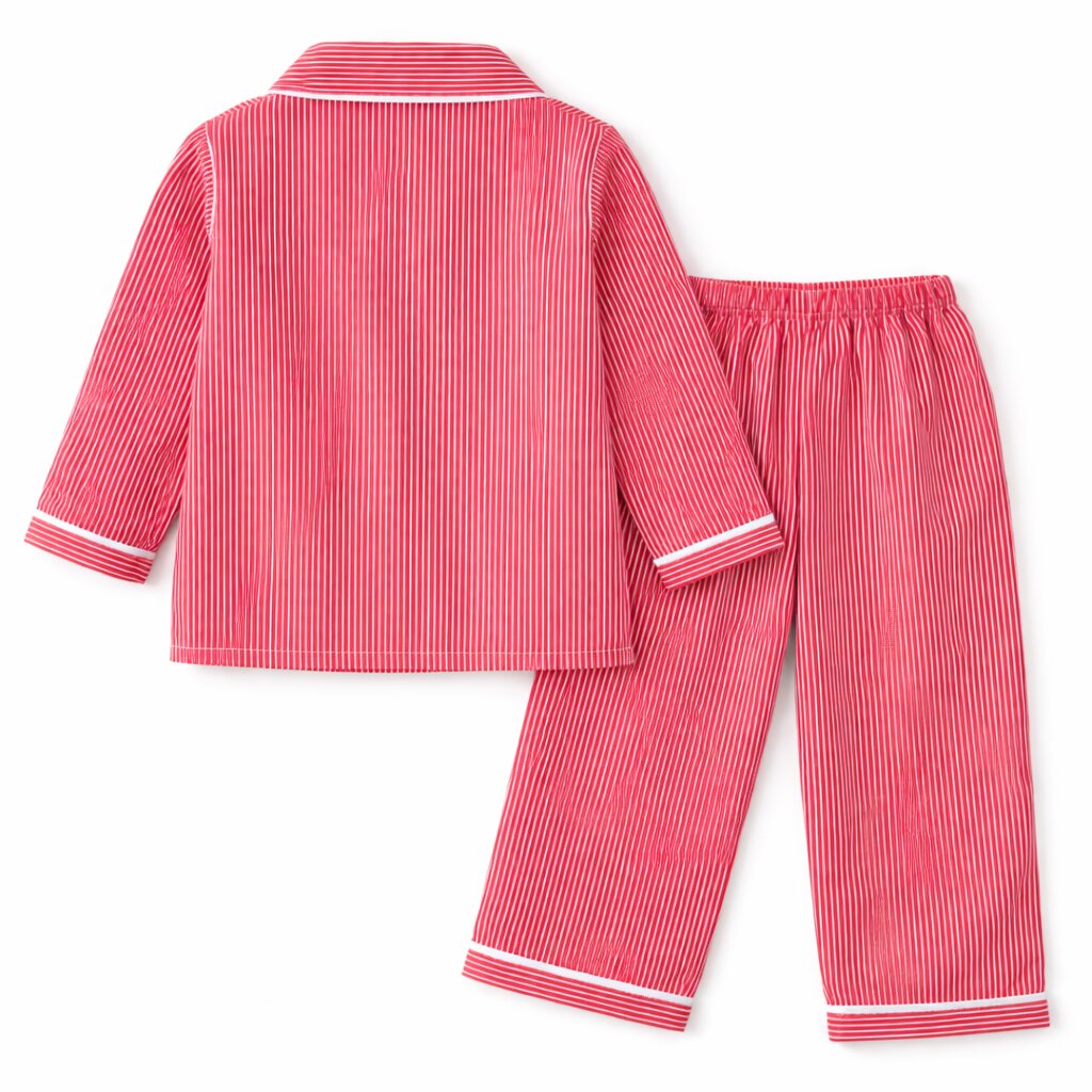 Pure Cotton Red Stripe Strawberry Patch Nightsuit Set